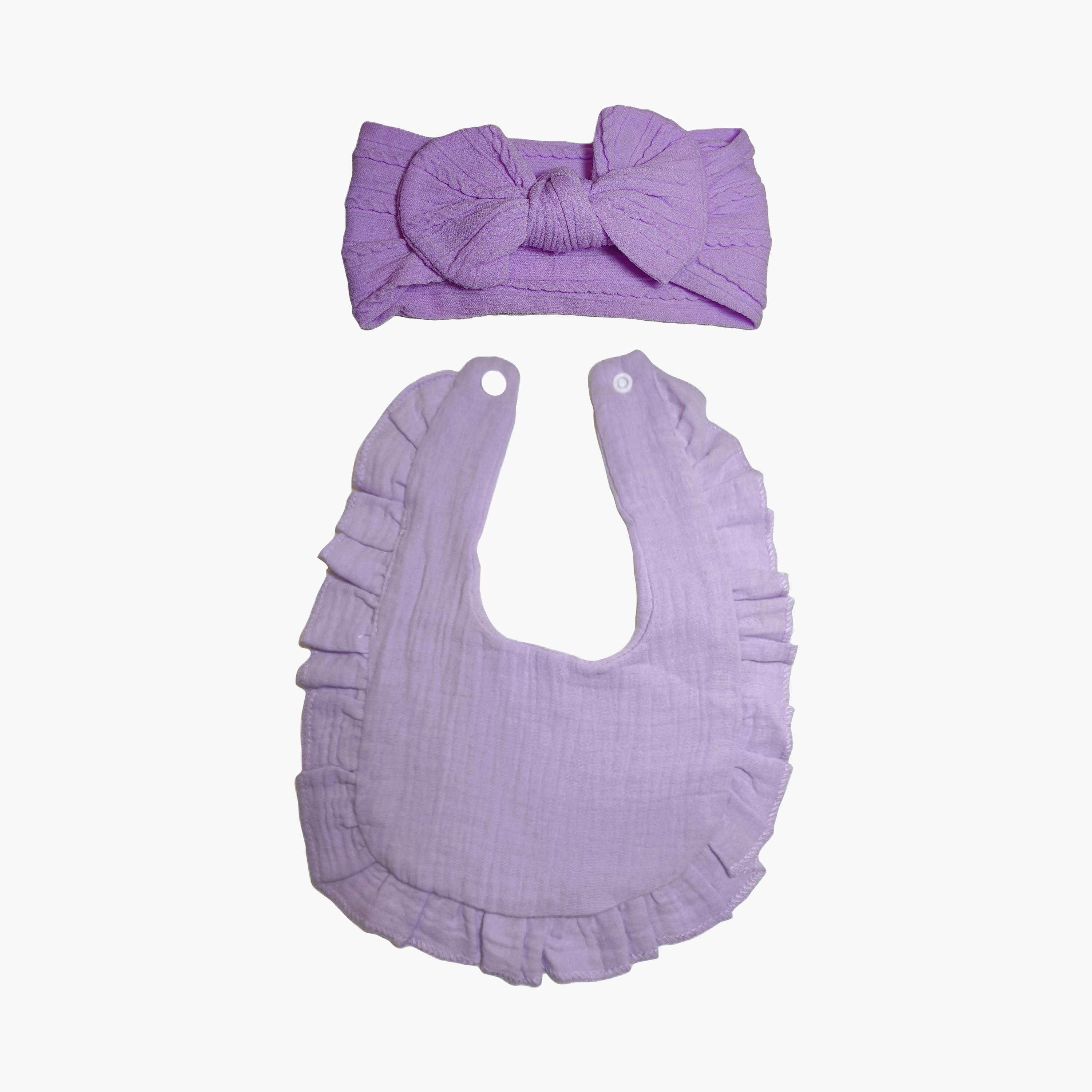 Babyqlo Adorable Cotton Bib with Headband Set-baby-feeding-bibs-image-1