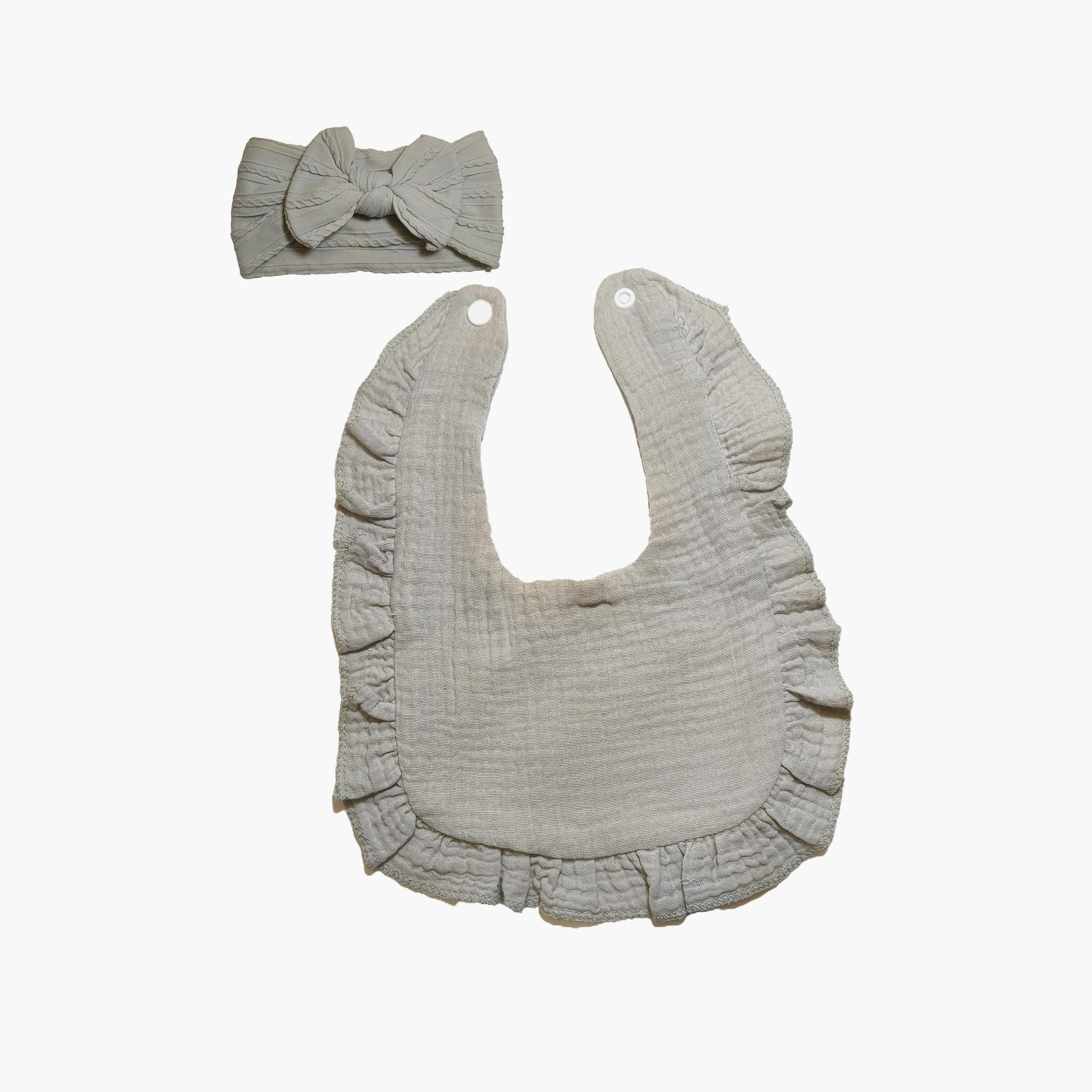 Babyqlo Adorable Cotton Bib with Headband Set-baby-feeding-bibs-image-1