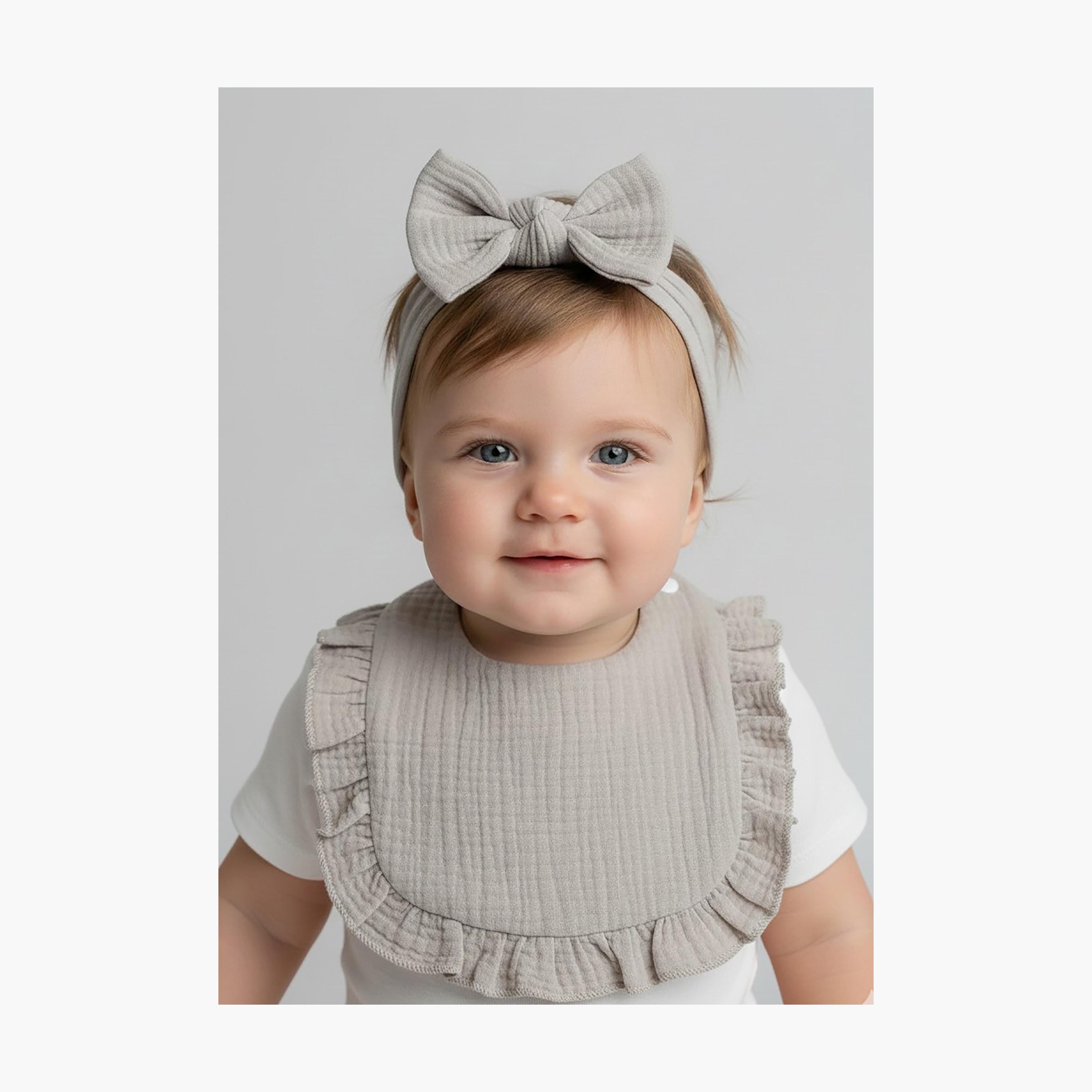 Babyqlo Adorable Cotton Bib with Headband Set-baby-feeding-bibs-image-4