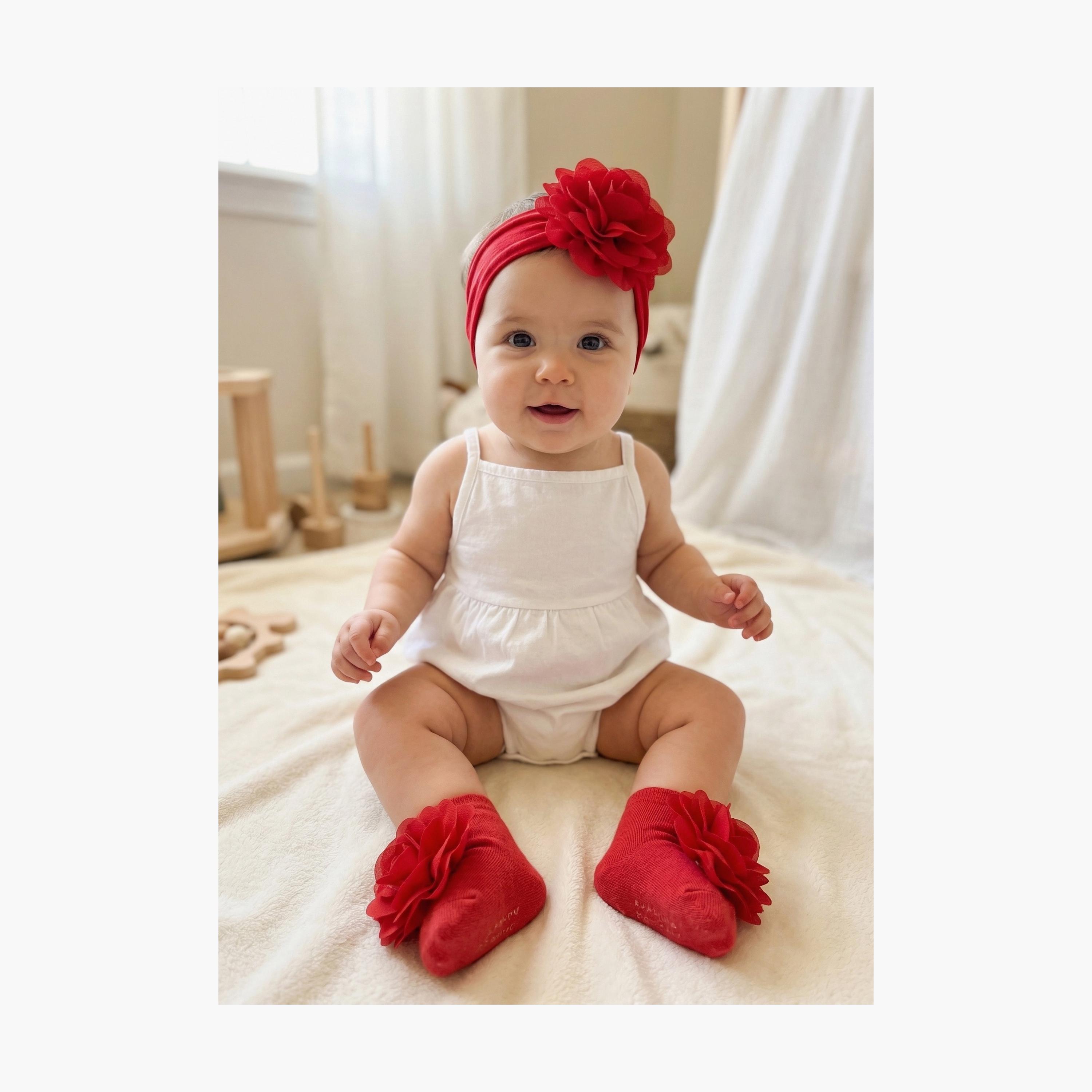 Babyqlo Floral Socks with Headband Set-baby-girls-accessories-socks-image-5