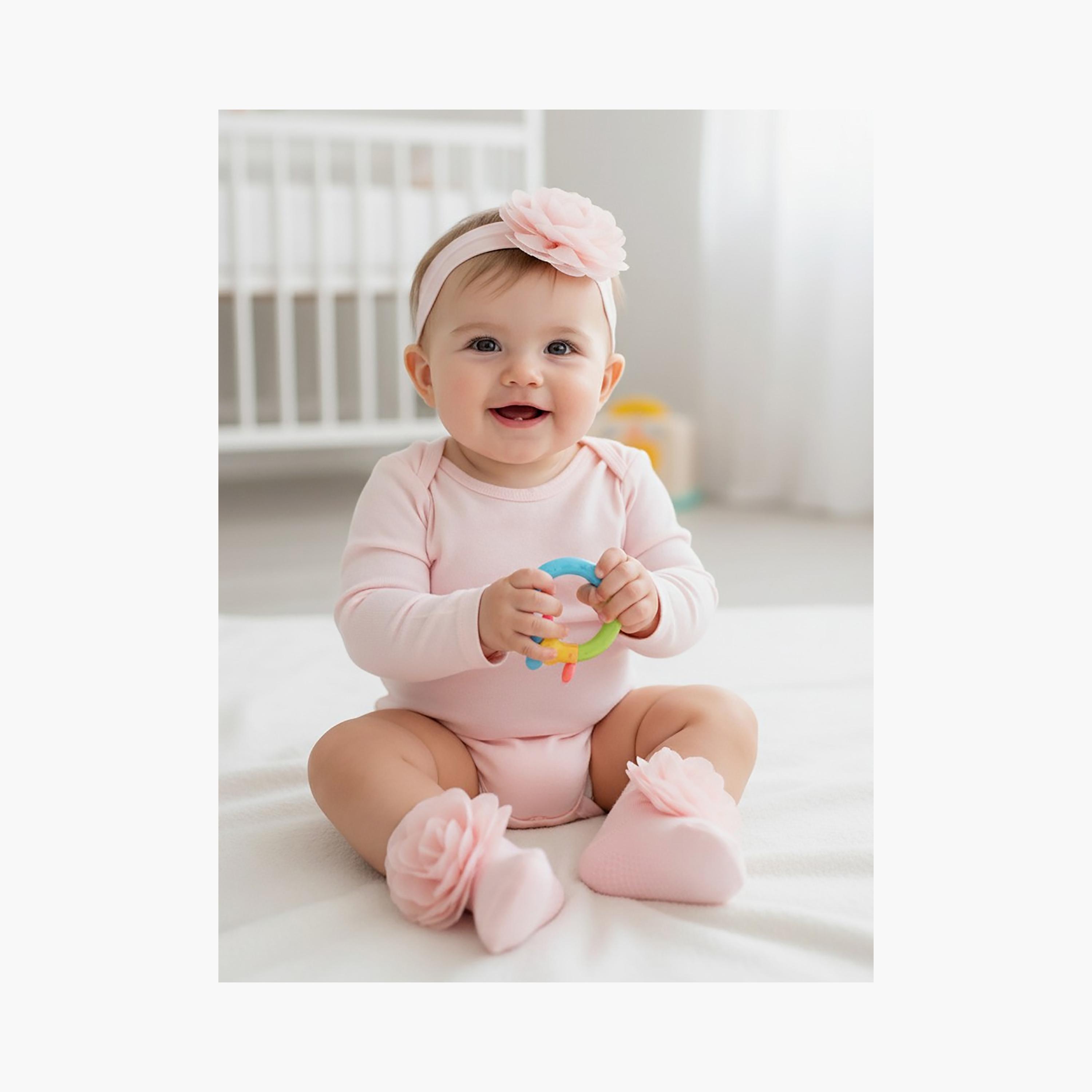 Babyqlo Floral Socks with Headband Set-baby-girls-accessories-socks-image-5