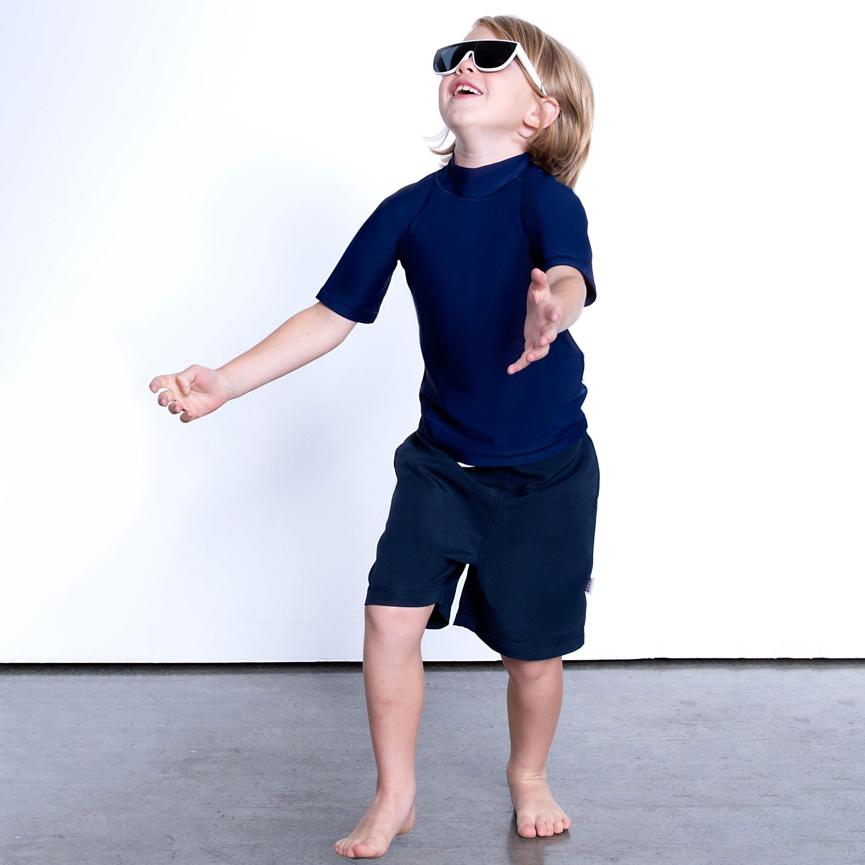 COEGA Sunwear Unisex Kids Rashguard Short Sleeve, Navy-sports-gear-swimming-boy-image-1