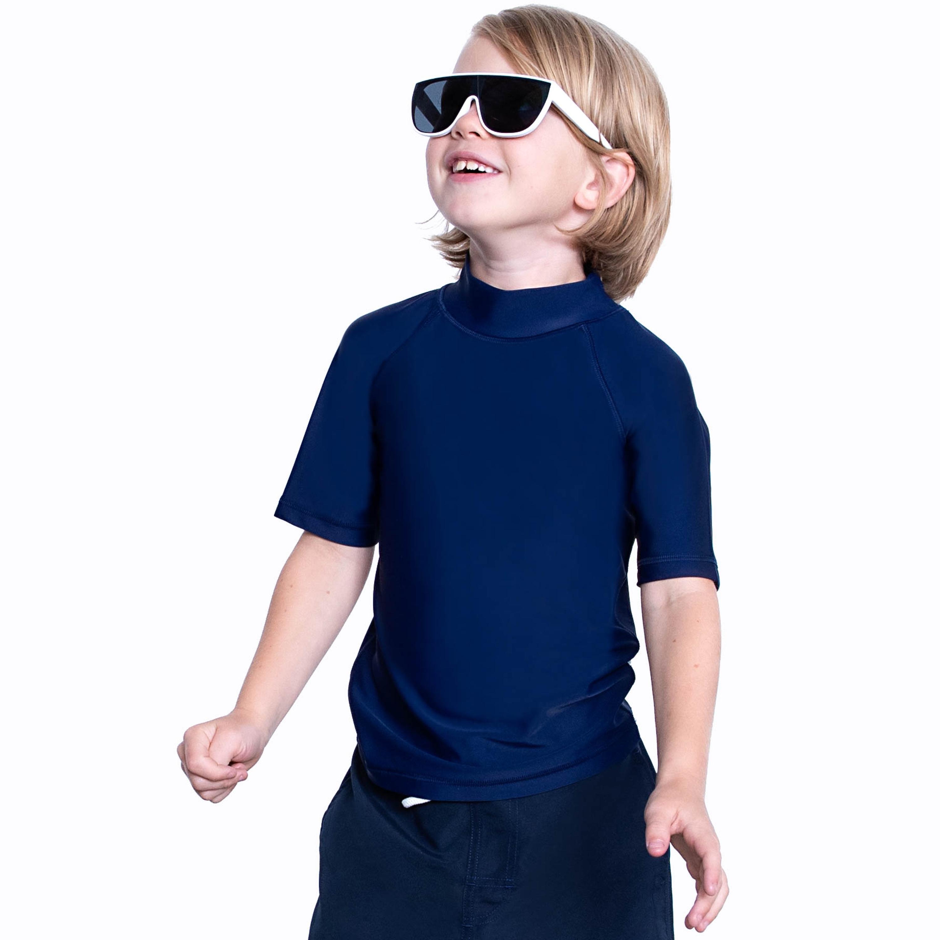 COEGA Sunwear Unisex Kids Rashguard Short Sleeve, Navy-sports-gear-swimming-boy-image-2