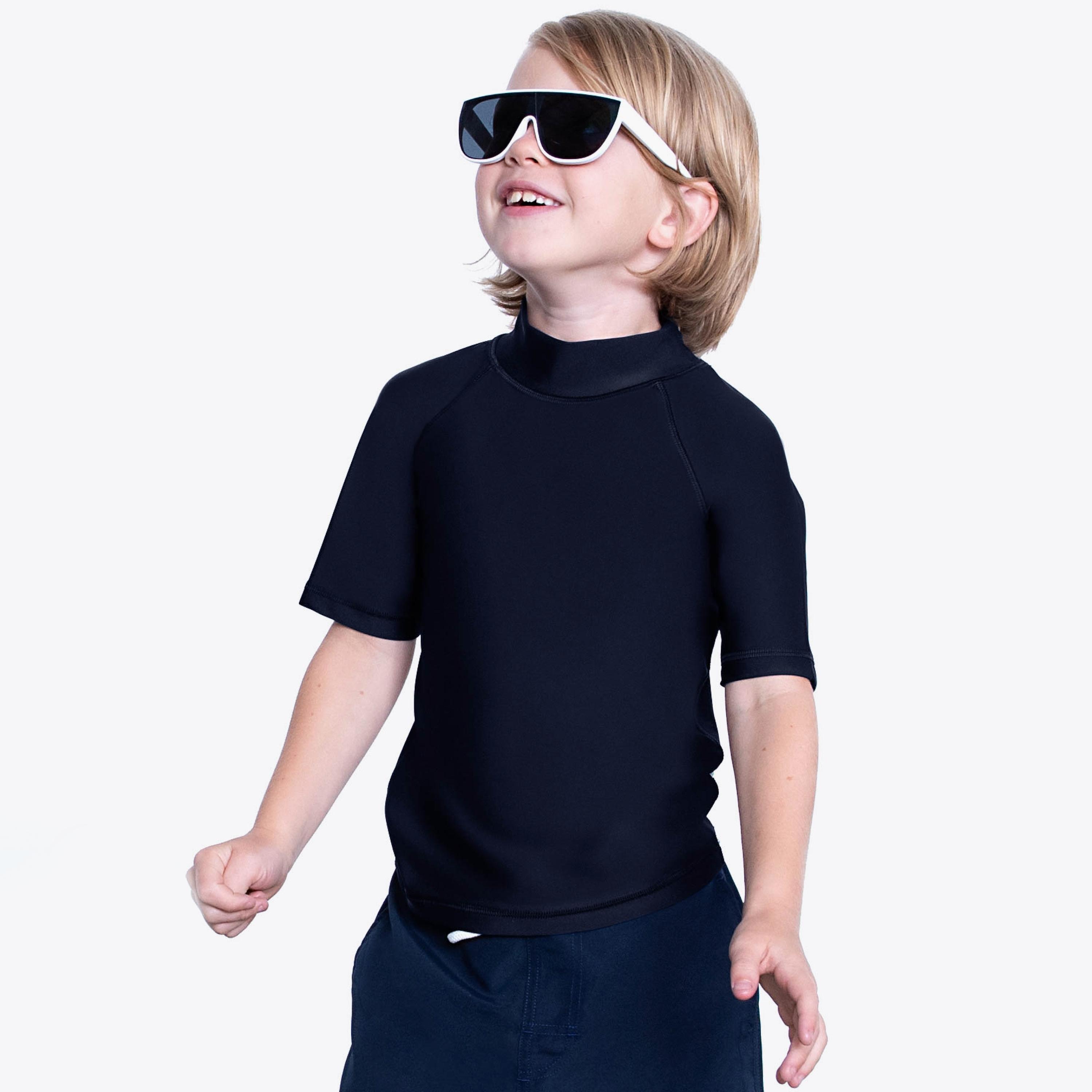 COEGA Sunwear Unisex Kids Rashguard Short Sleeve, Black-sports-gear-swimming-boy-image-1