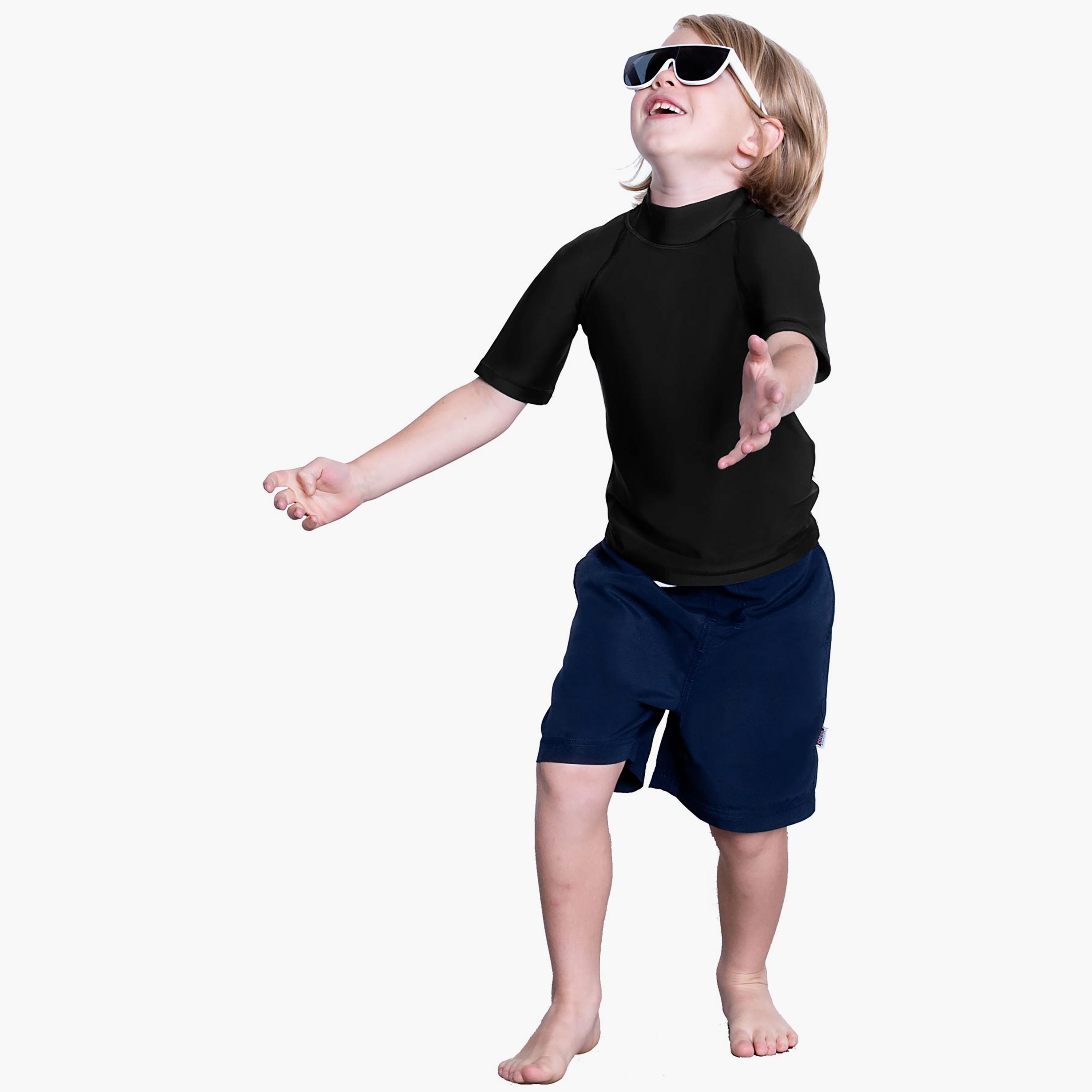COEGA Sunwear Unisex Kids Rashguard Short Sleeve, Black-sports-gear-swimming-boy-image-2