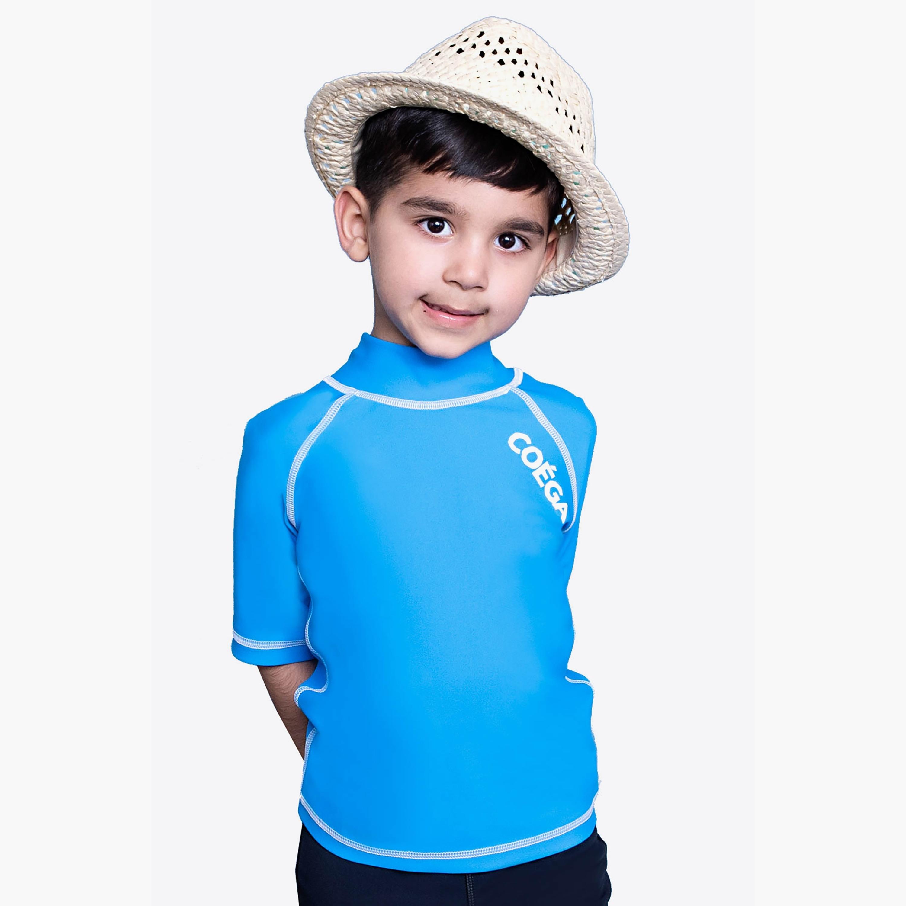 COEGA Sunwear Unisex Kids Rashguard Short Sleeve, Blue-sports-gear-swimming-girl-image-1