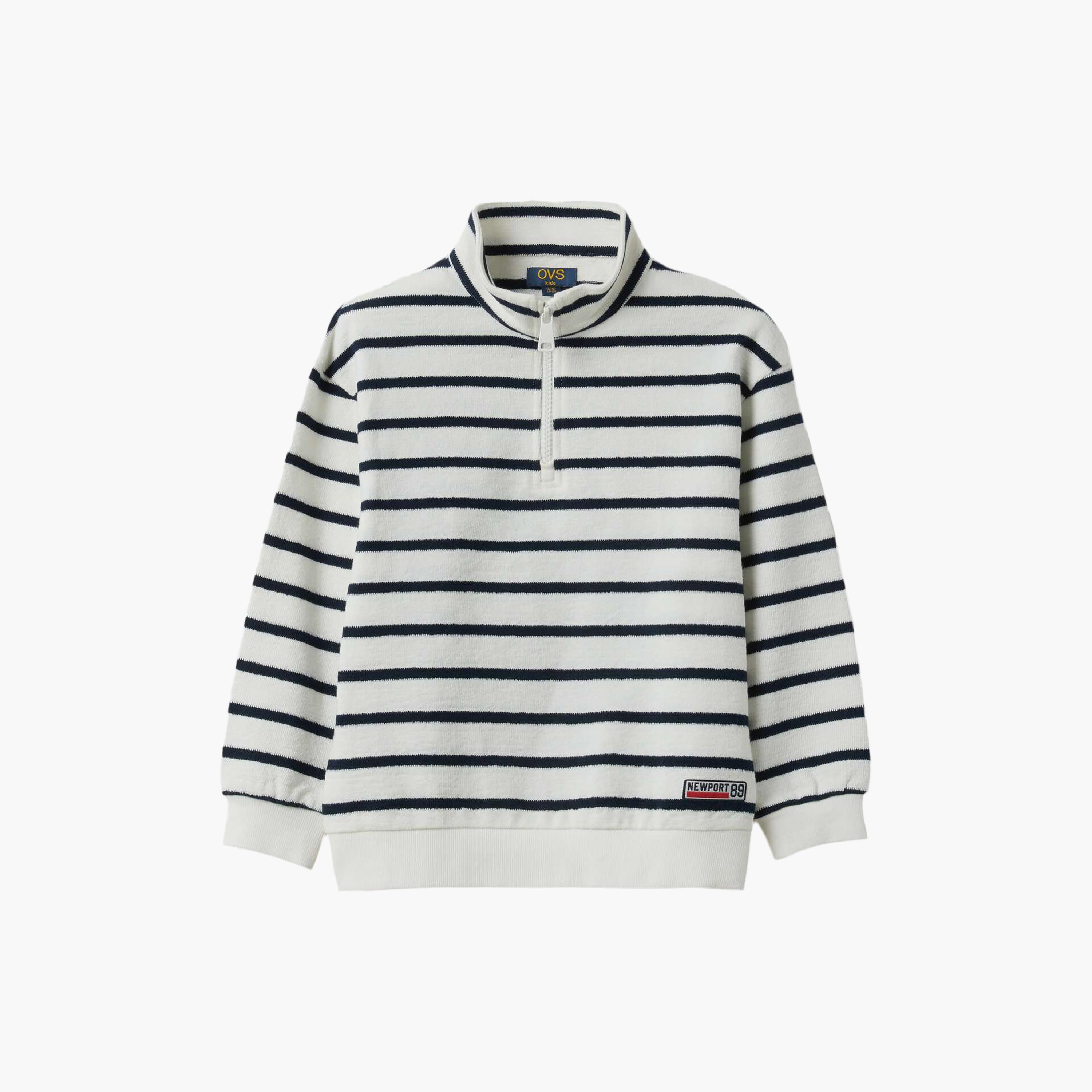 OVS Cotton Horizontal Striped Half-Zip Sweatshirt-boys-clothing-sweatshirts-image-1