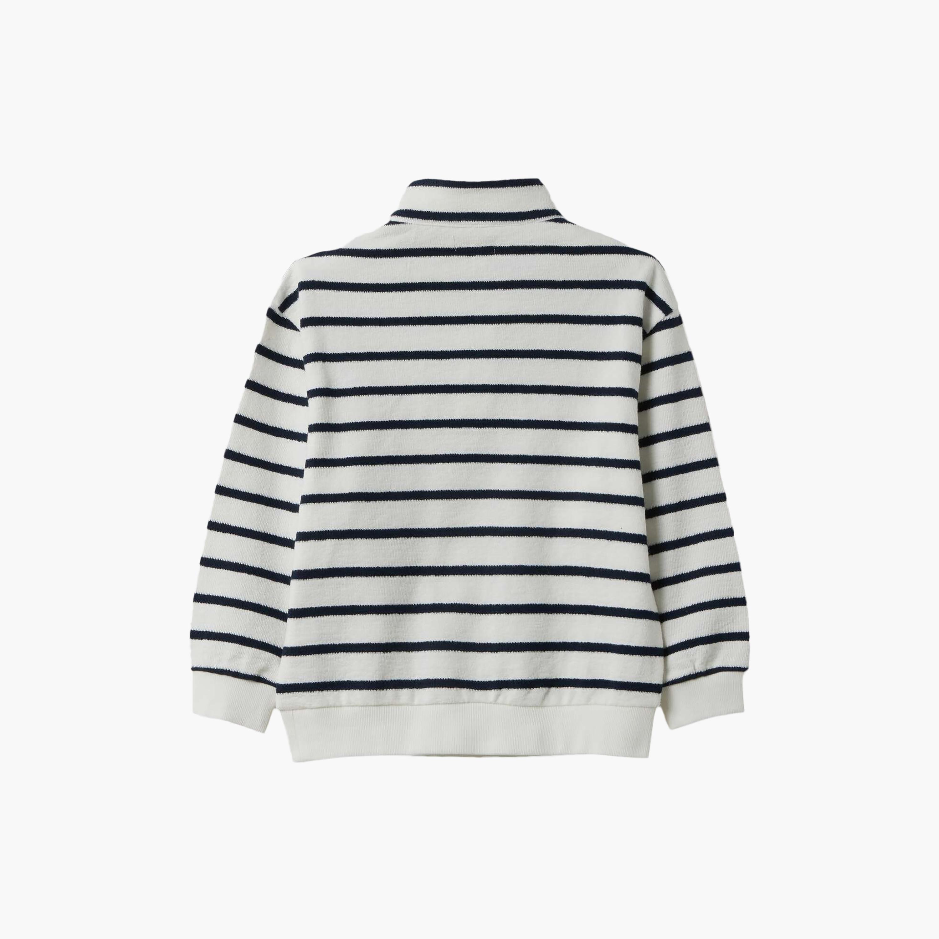 OVS Cotton Horizontal Striped Half-Zip Sweatshirt-boys-clothing-sweatshirts-image-2