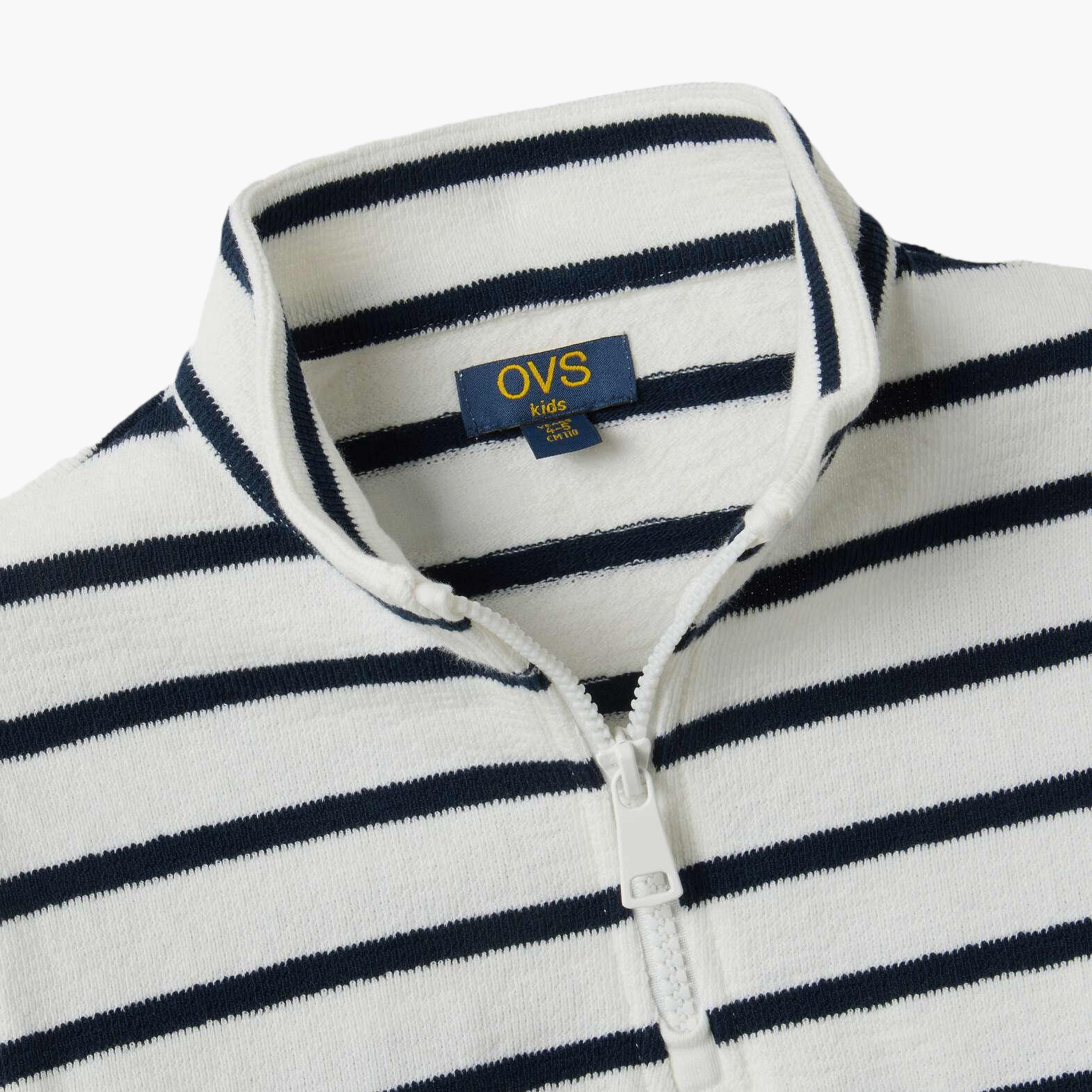 OVS Cotton Horizontal Striped Half-Zip Sweatshirt-boys-clothing-sweatshirts-image-3
