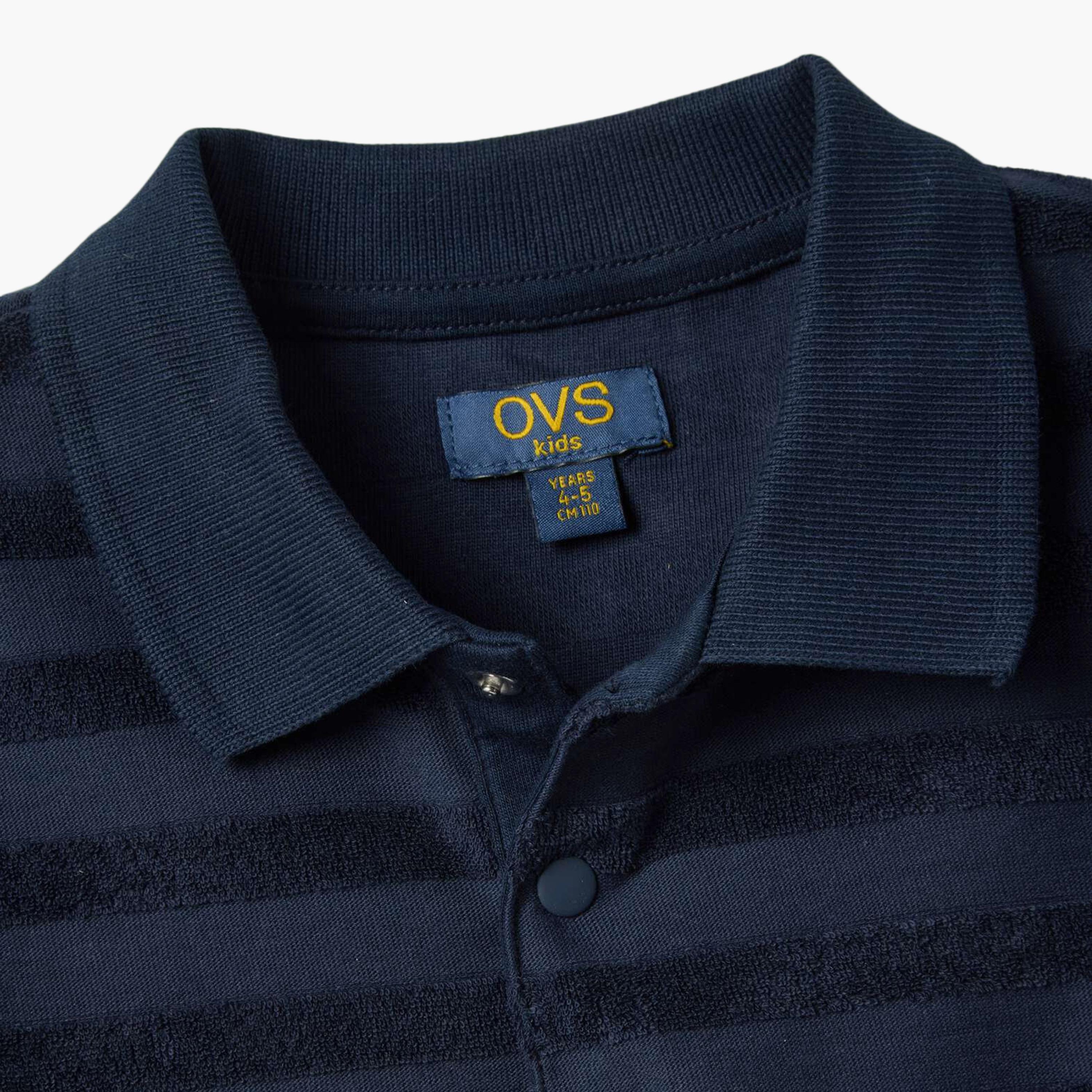 تيشيرت قطن مخطط بأكمام قصيرة من اوه في اس-boys-clothing-tshirtsandpolos-image-4