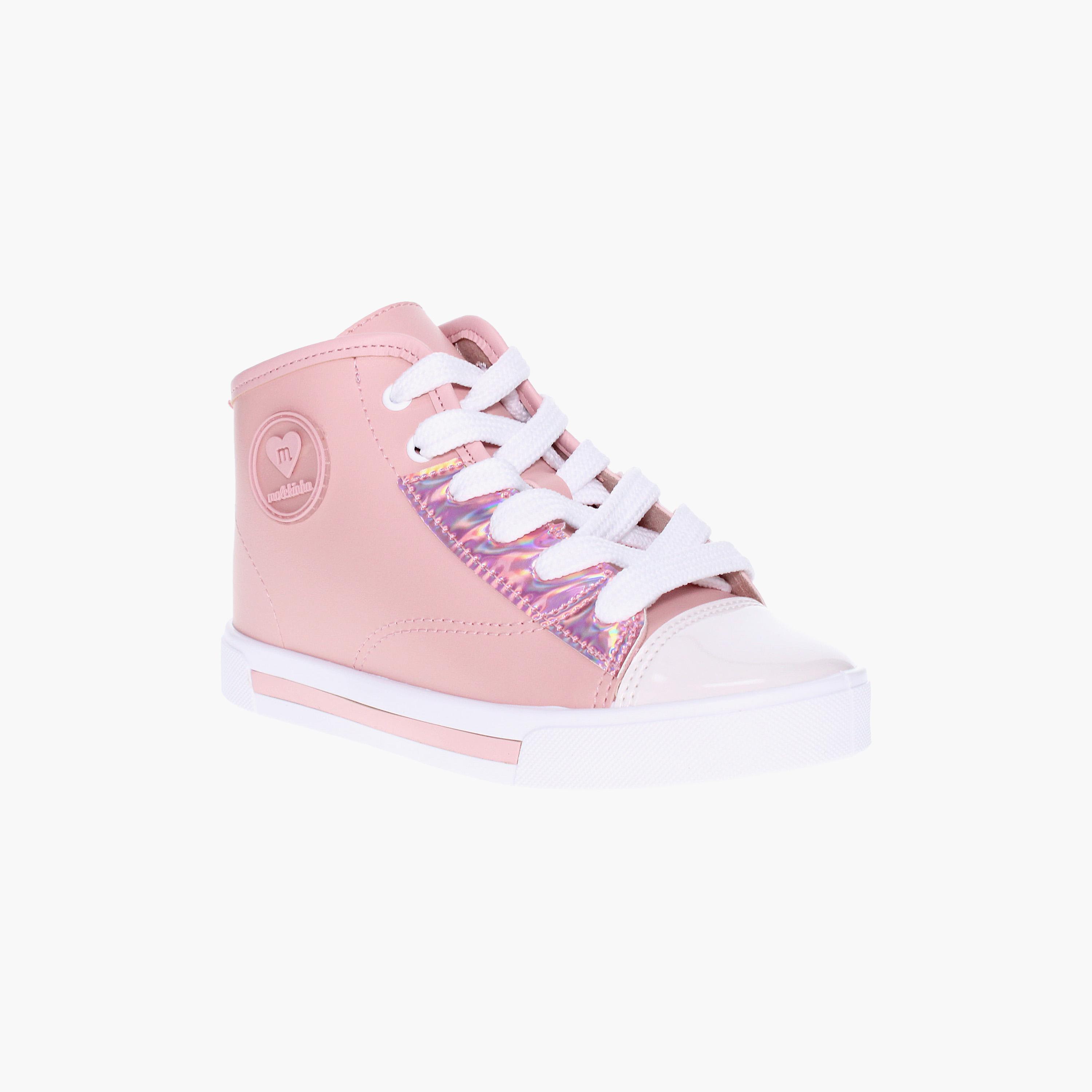 Molekinha by Geoomnii Kids Metallic Mid Top Lace-Up Sneakers | 2524-742-20389       -girls-shoes-sneakers-image-1