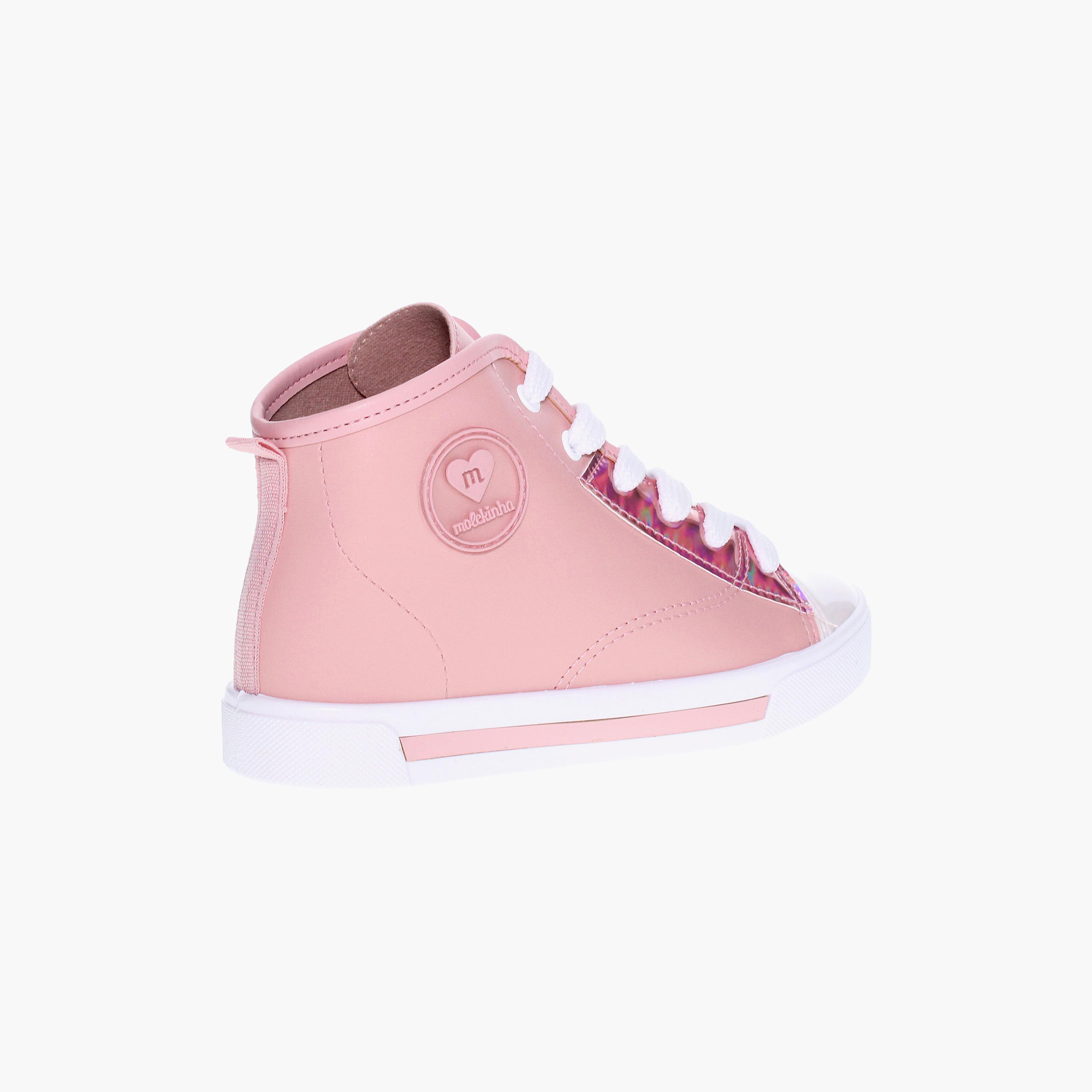 Molekinha by Geoomnii Kids Metallic Mid Top Lace-Up Sneakers | 2524-742-20389       -girls-shoes-sneakers-image-2