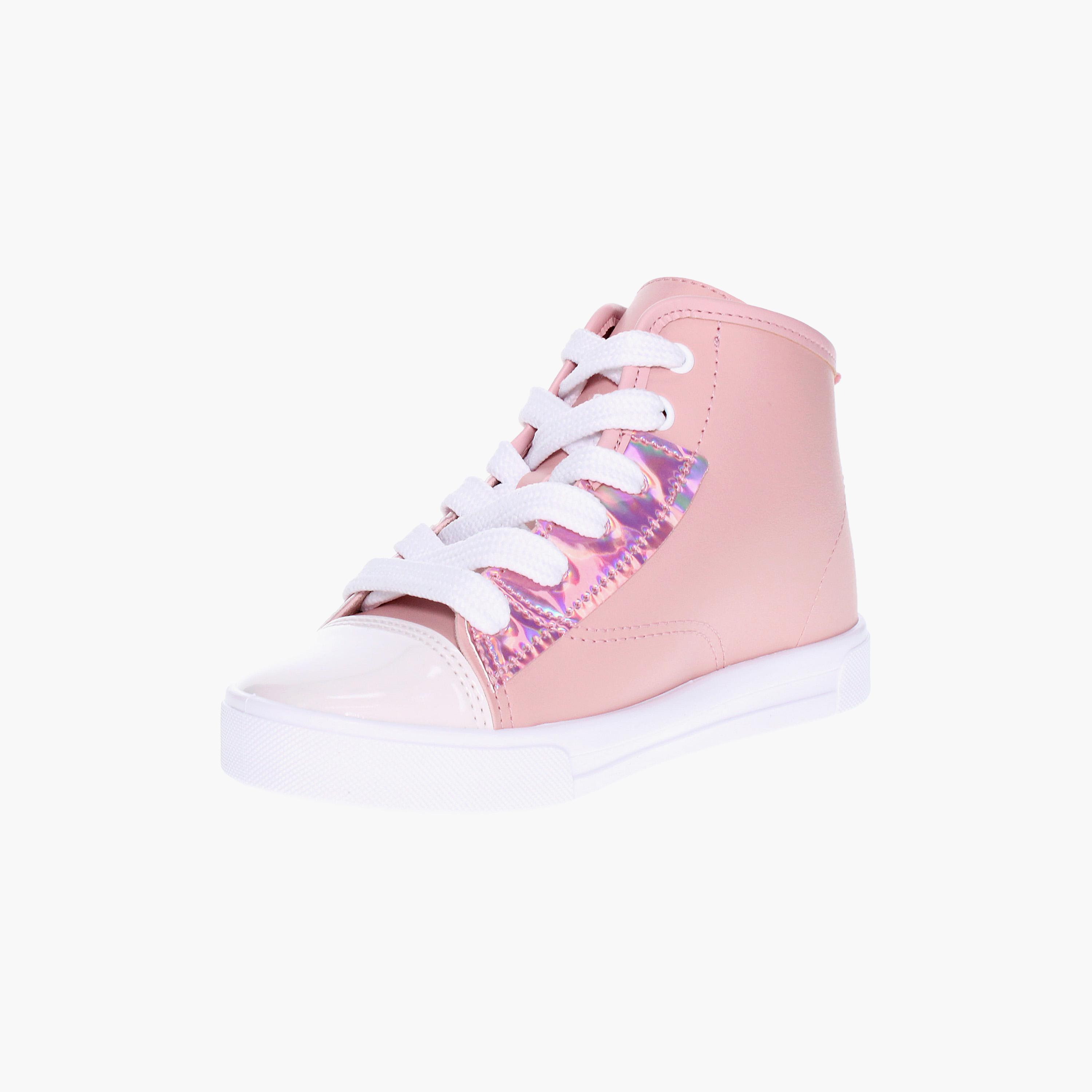 Molekinha by Geoomnii Kids Metallic Mid Top Lace-Up Sneakers | 2524-742-20389       -girls-shoes-sneakers-image-3