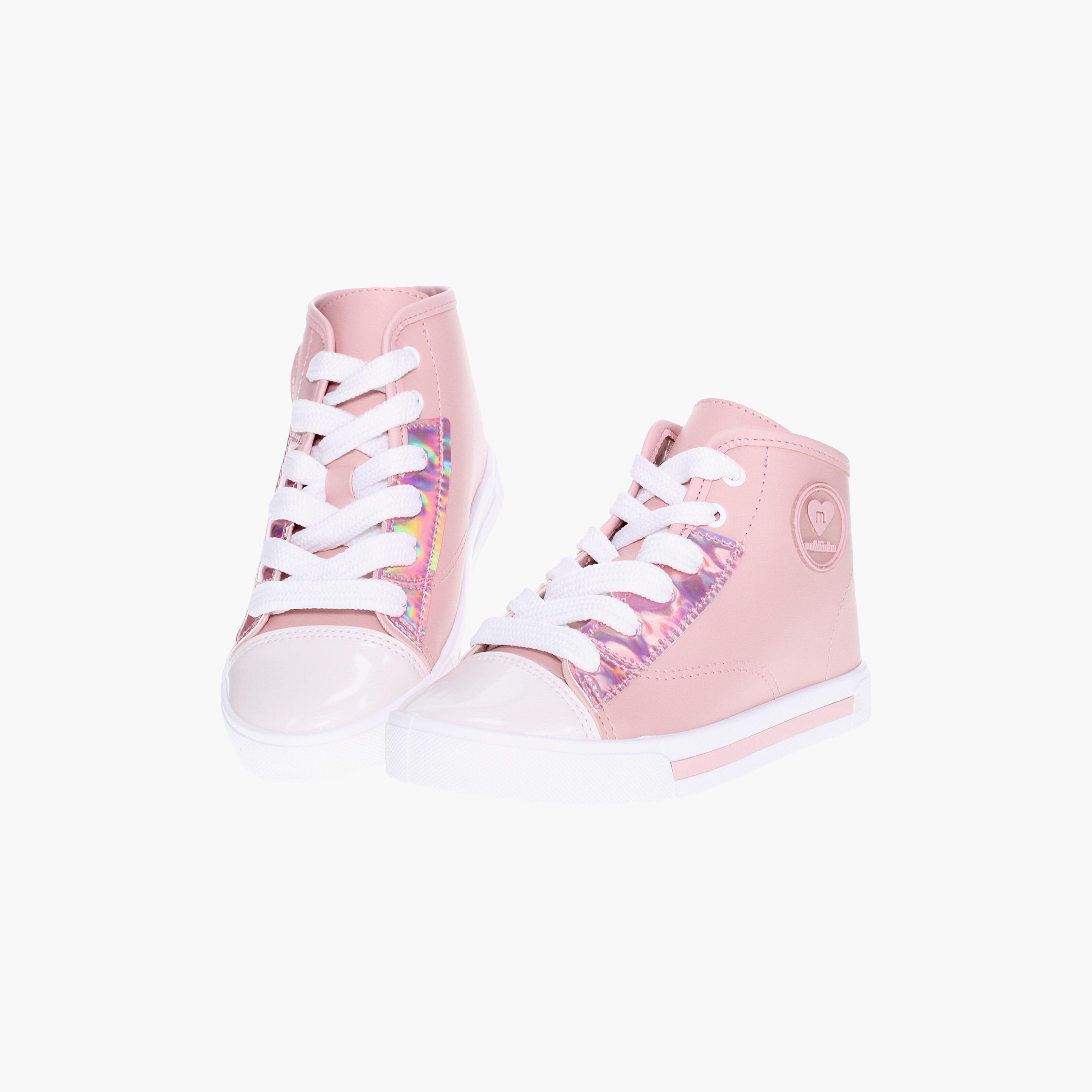 Molekinha by Geoomnii Kids Metallic Mid Top Lace-Up Sneakers | 2524-742-20389       -girls-shoes-sneakers-image-4