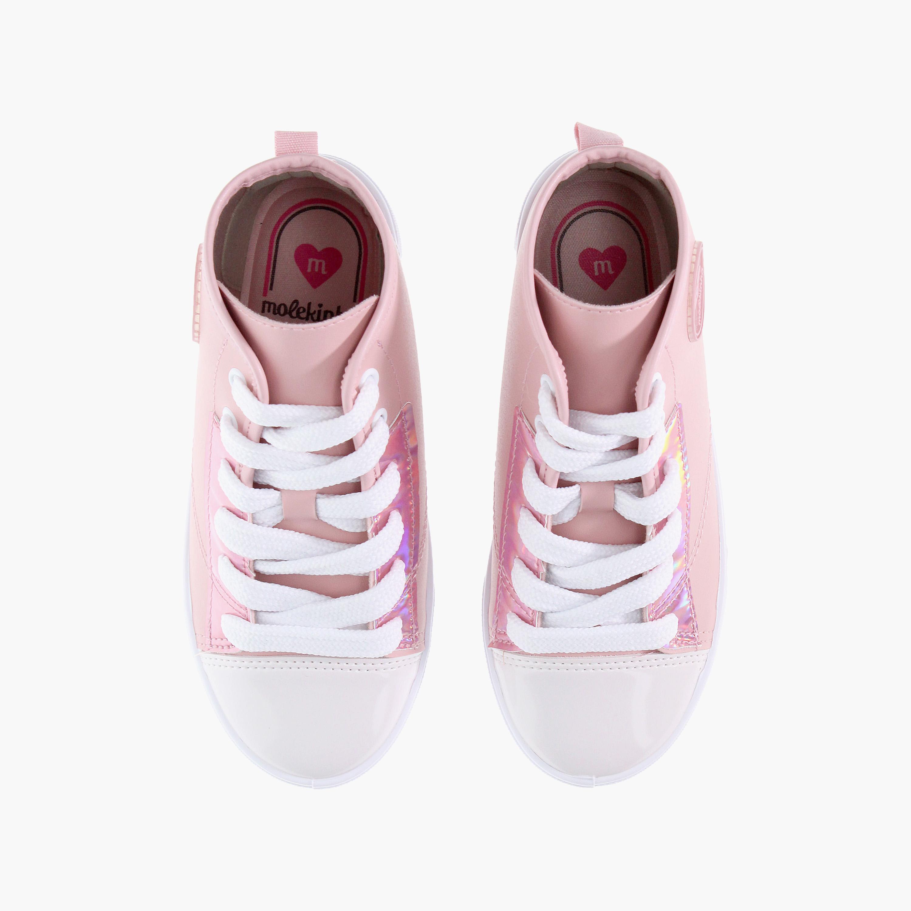 Molekinha by Geoomnii Kids Metallic Mid Top Lace-Up Sneakers | 2524-742-20389       -girls-shoes-sneakers-image-5