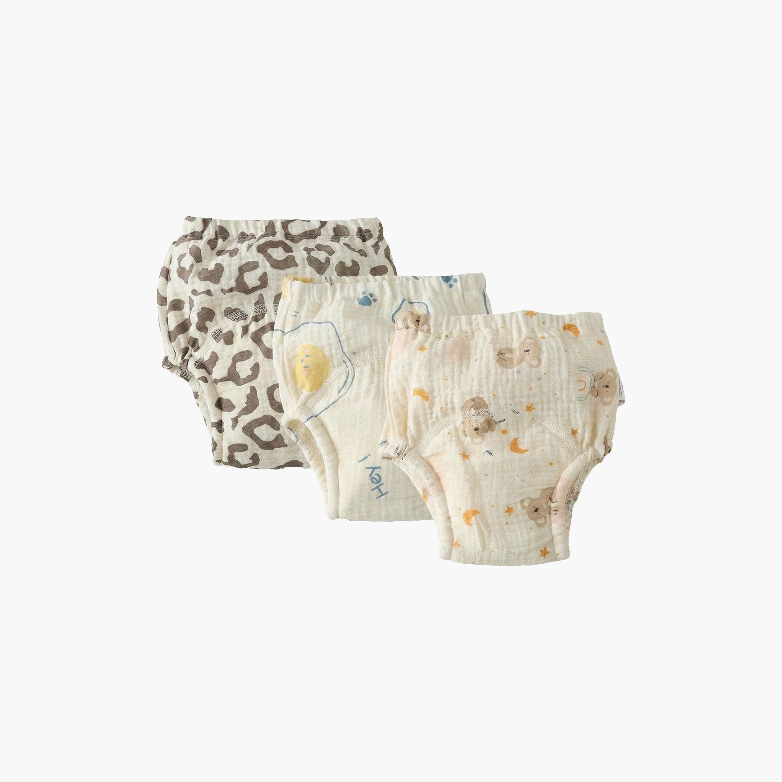 Babyqlo 3-Piece Muslin Animal Moon Potty Training Pants Set-boys-clothing-innerwear-boxersandbriefs-image-1