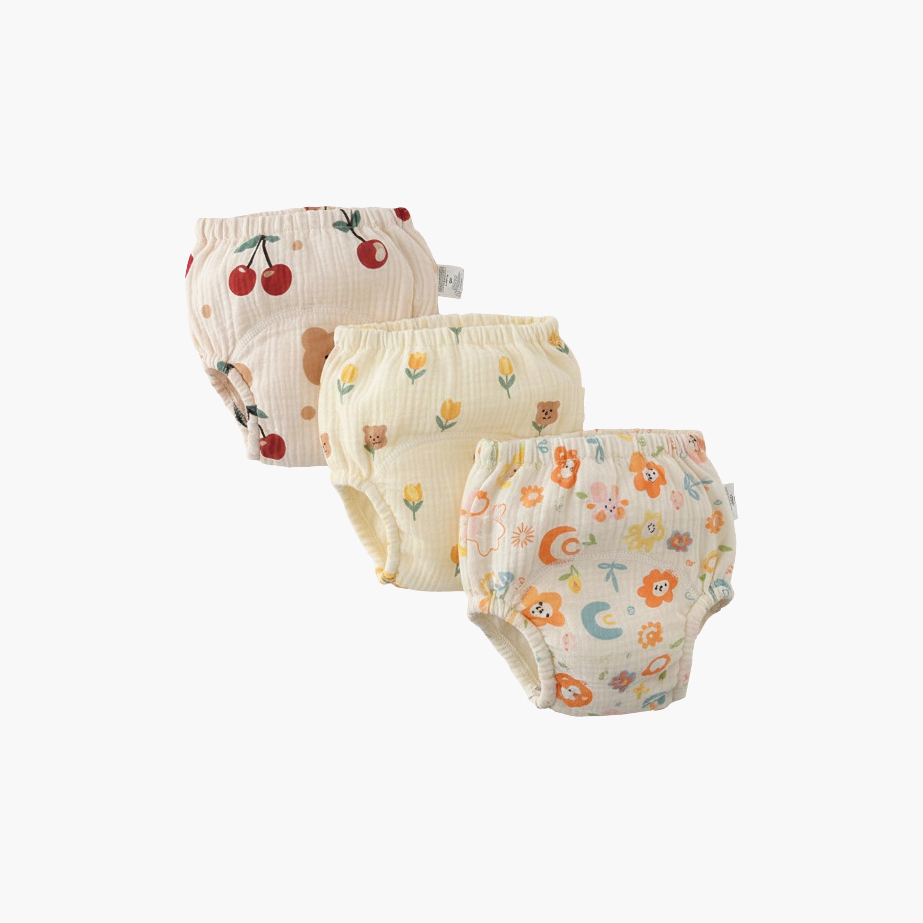 Babyqlo 3-Piece Muslin Bear Floral Potty Training Pants Set-boys-clothing-innerwear-boxersandbriefs-image-1