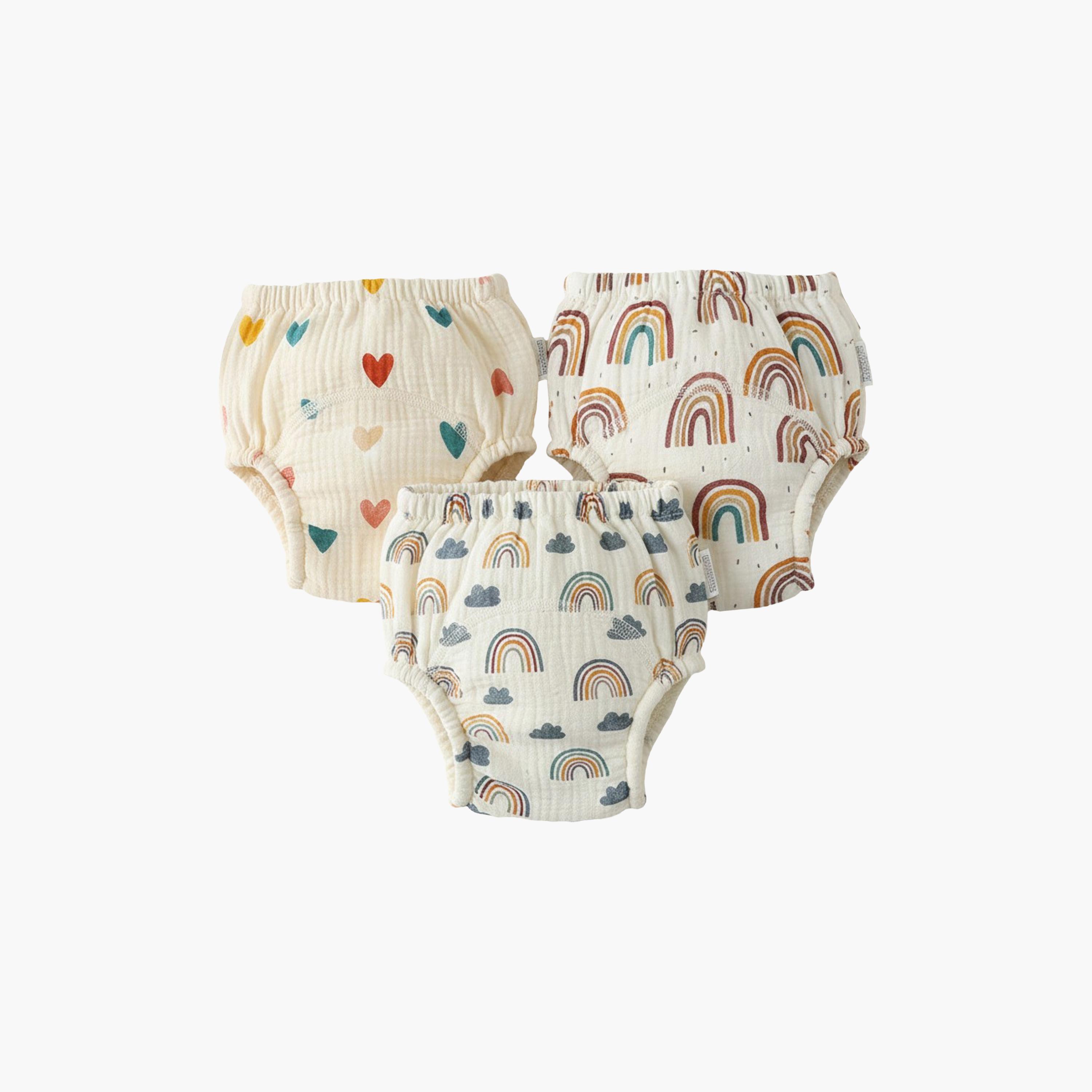 Babyqlo 3-Piece Muslin Rainbow Heart Potty Training Pants Set-boys-clothing-innerwear-boxersandbriefs-image-1