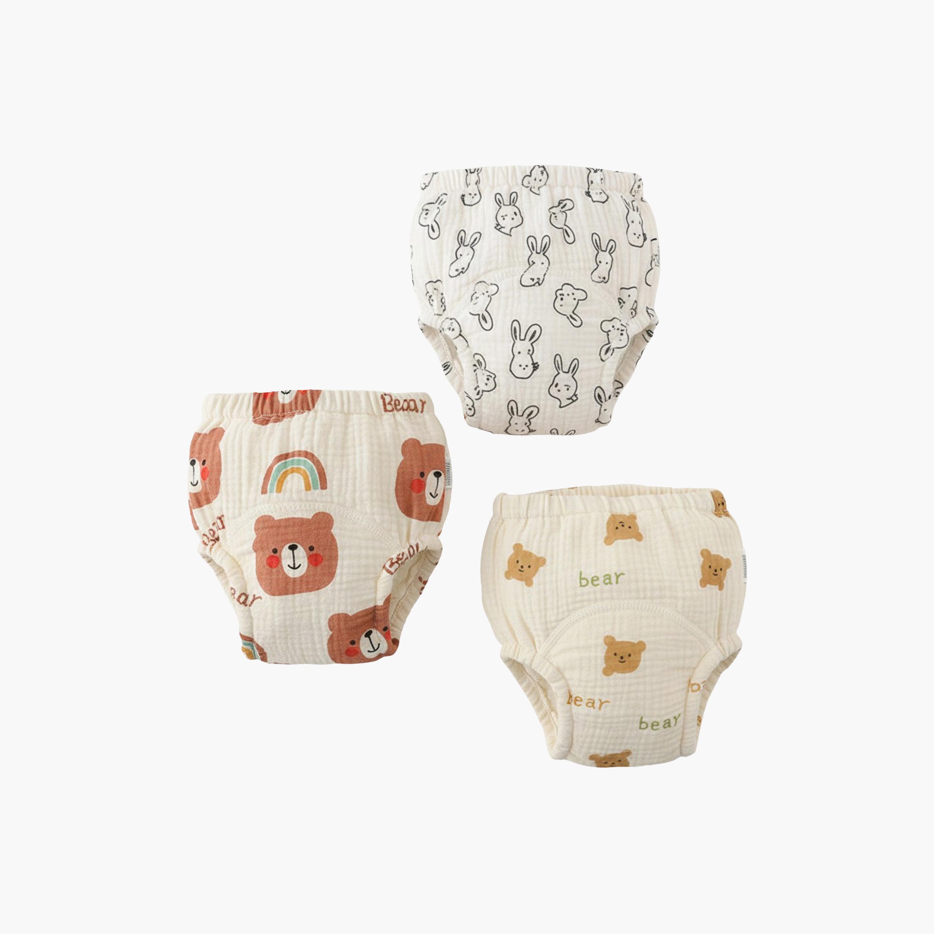 Babyqlo 3-Piece Muslin Bear Bunny Potty Training Pants Set-boys-clothing-innerwear-boxersandbriefs-image-1