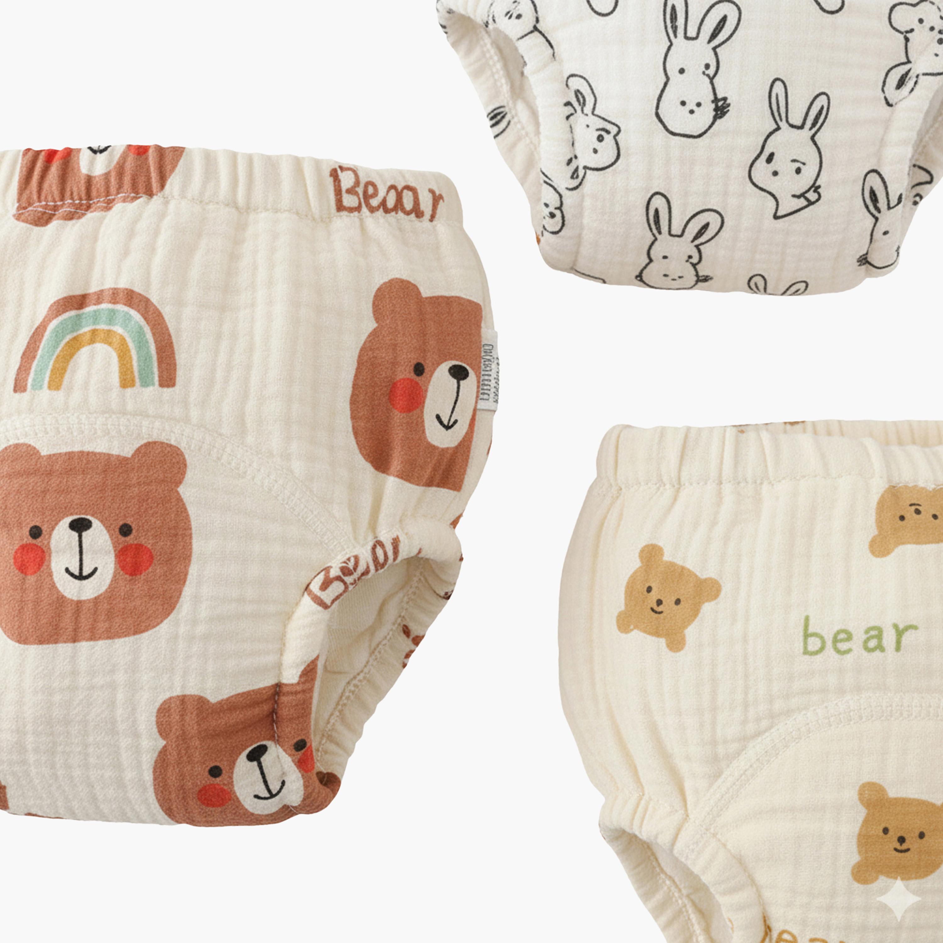 Babyqlo 3-Piece Muslin Bear Bunny Potty Training Pants Set-boys-clothing-innerwear-boxersandbriefs-image-6
