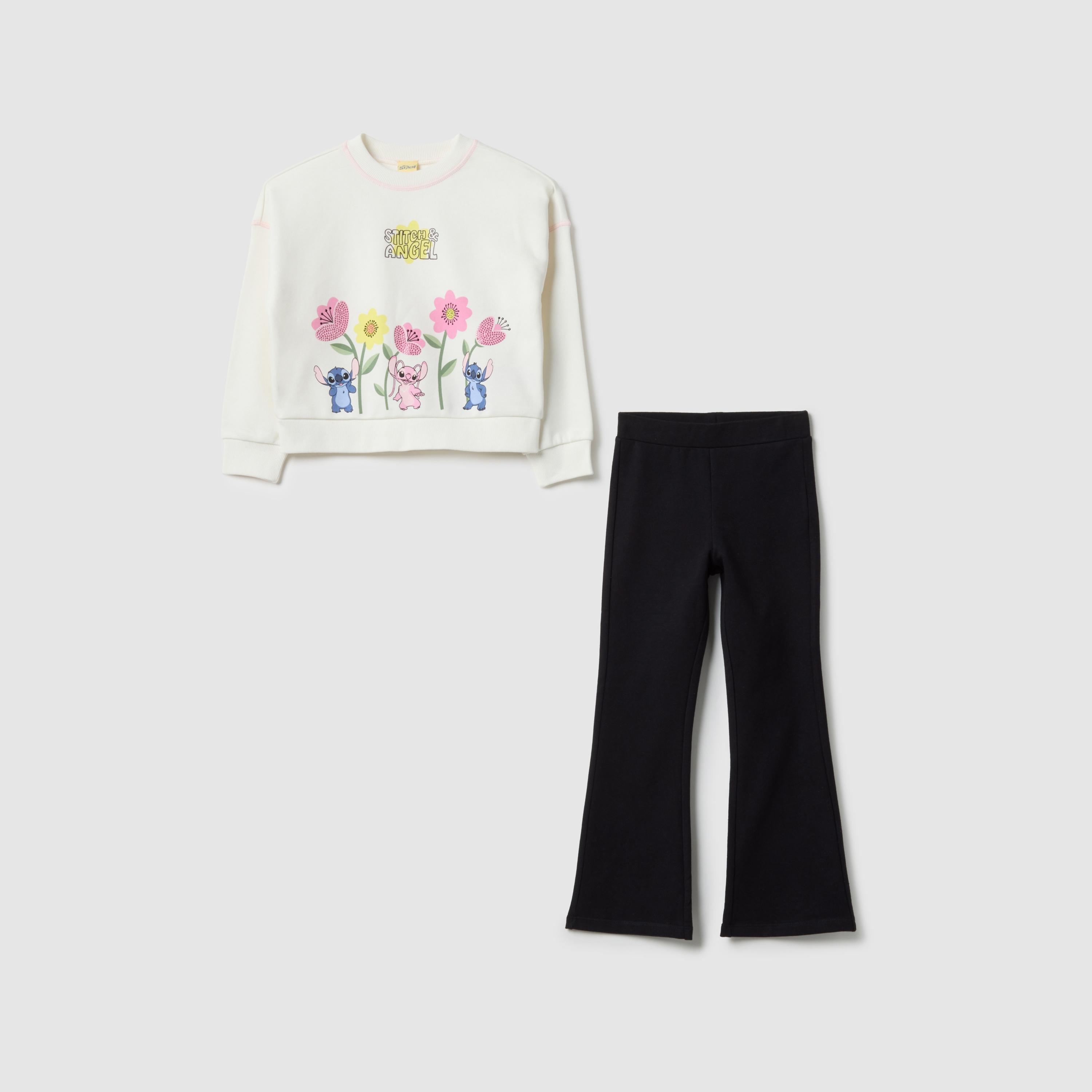 OVS Graphic Stitch Characters Sweatshirt & Trousers Set-girls-clothing-setsandcoords-image-1