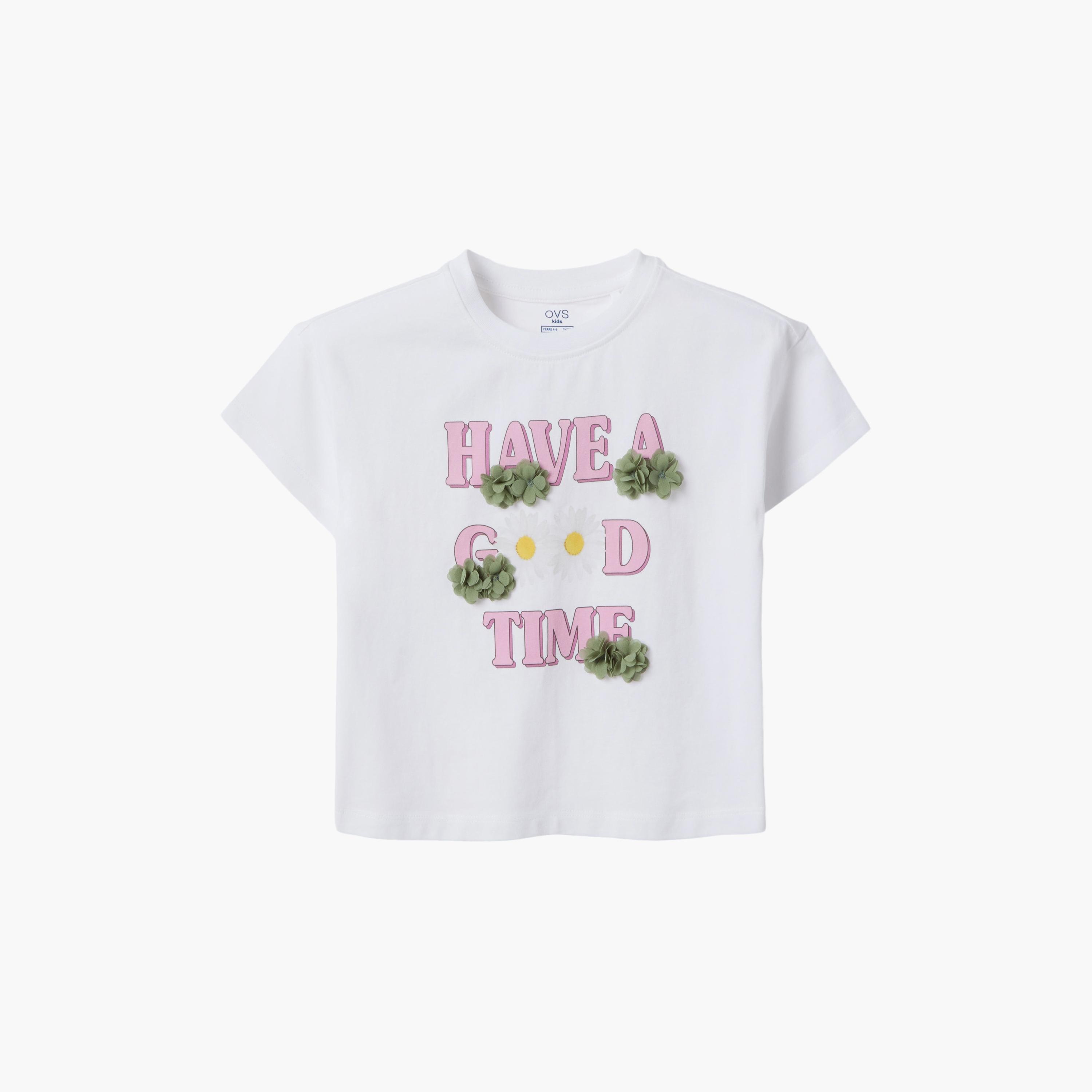 OVS Embroidered Half Sleeves T-Shirt-girls-clothing-tshirts-image-1