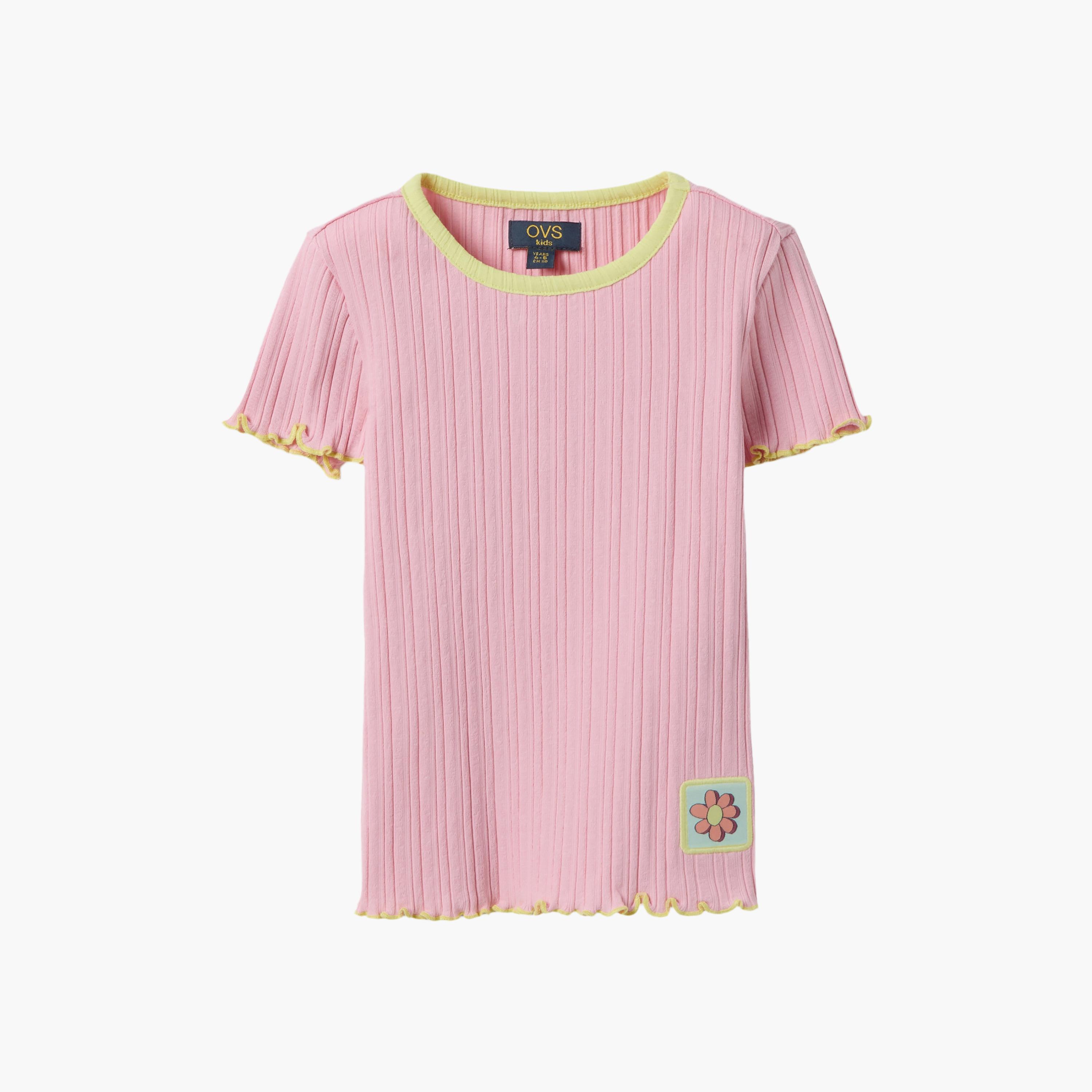 OVS Embroidered Half Sleeves T-Shirt-girls-clothing-tshirts-image-1