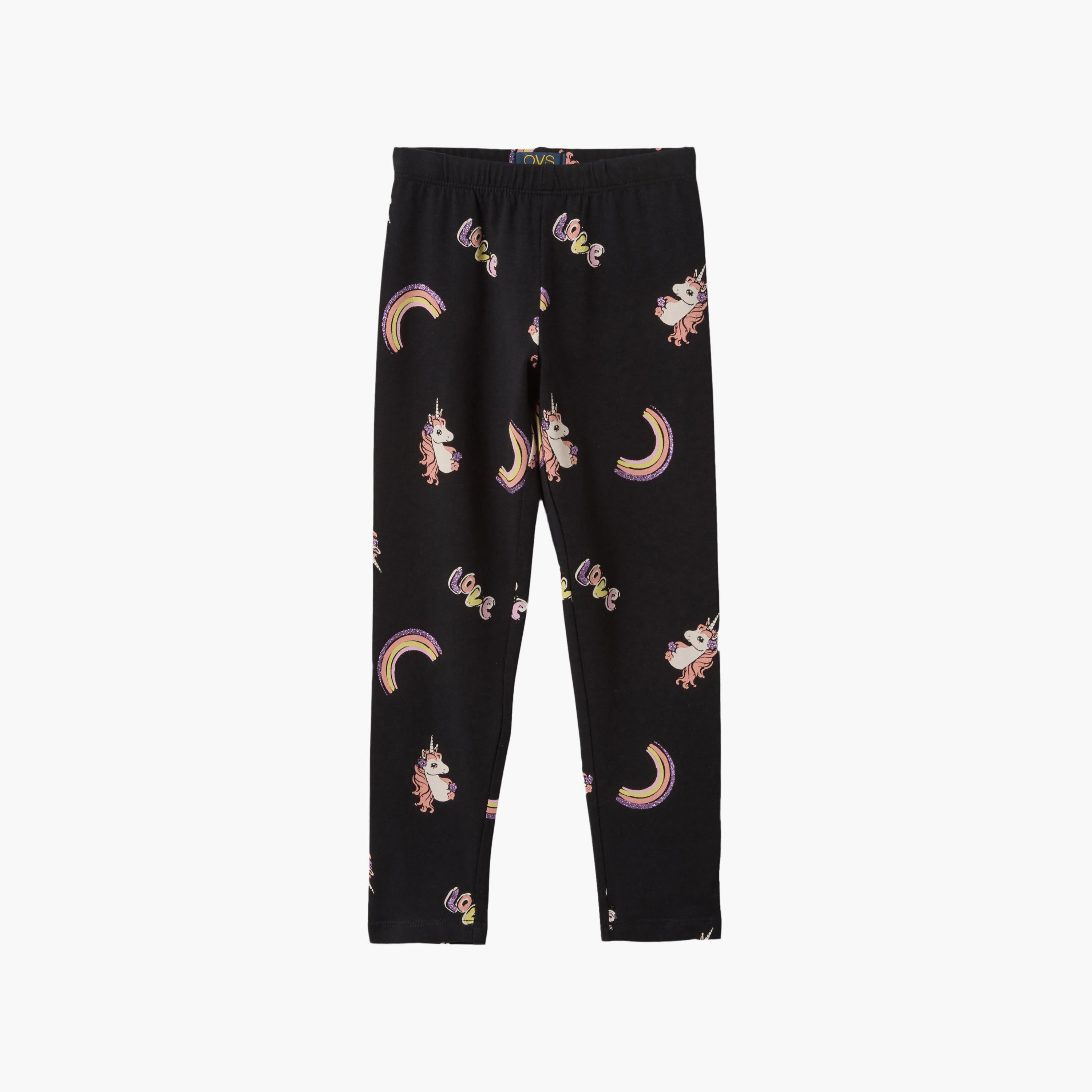 ليجنز "سكيني فيت" بقصة ضيقة ومطبوع من اوه في اس-girls-clothing-bottoms-leggings-image-1