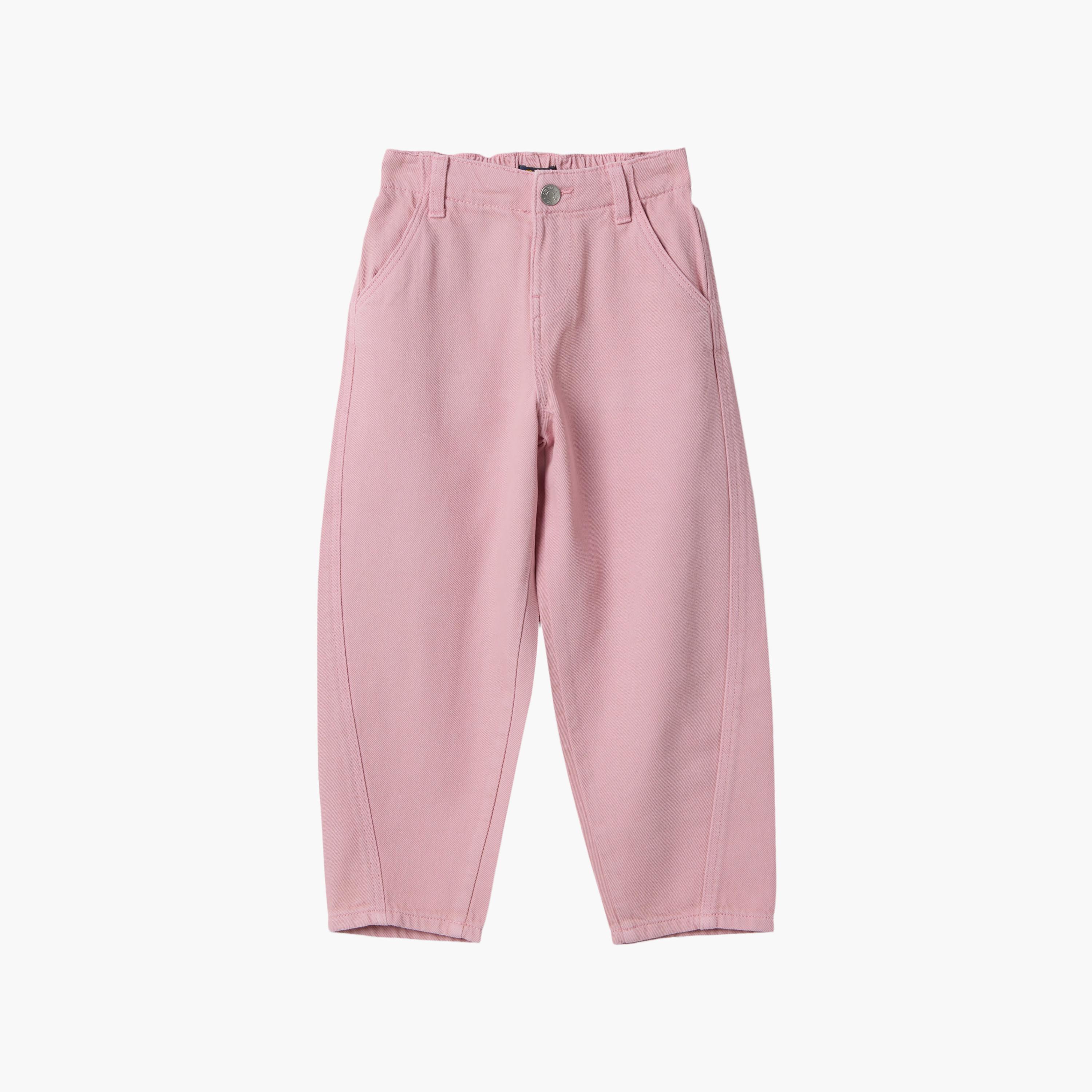 بنطال "باغي" واسع سادة بأزرار من اوه في اس-girls-clothing-bottoms-joggersandtrackpants-image-1