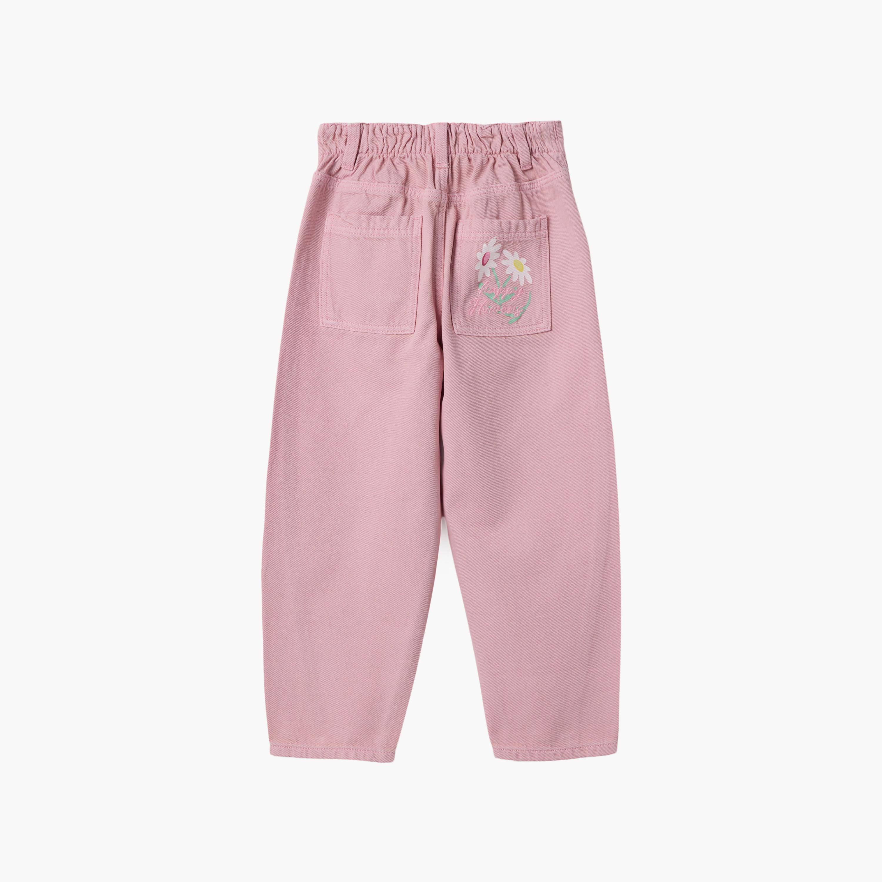 بنطال "باغي" واسع سادة بأزرار من اوه في اس-girls-clothing-bottoms-joggersandtrackpants-image-2