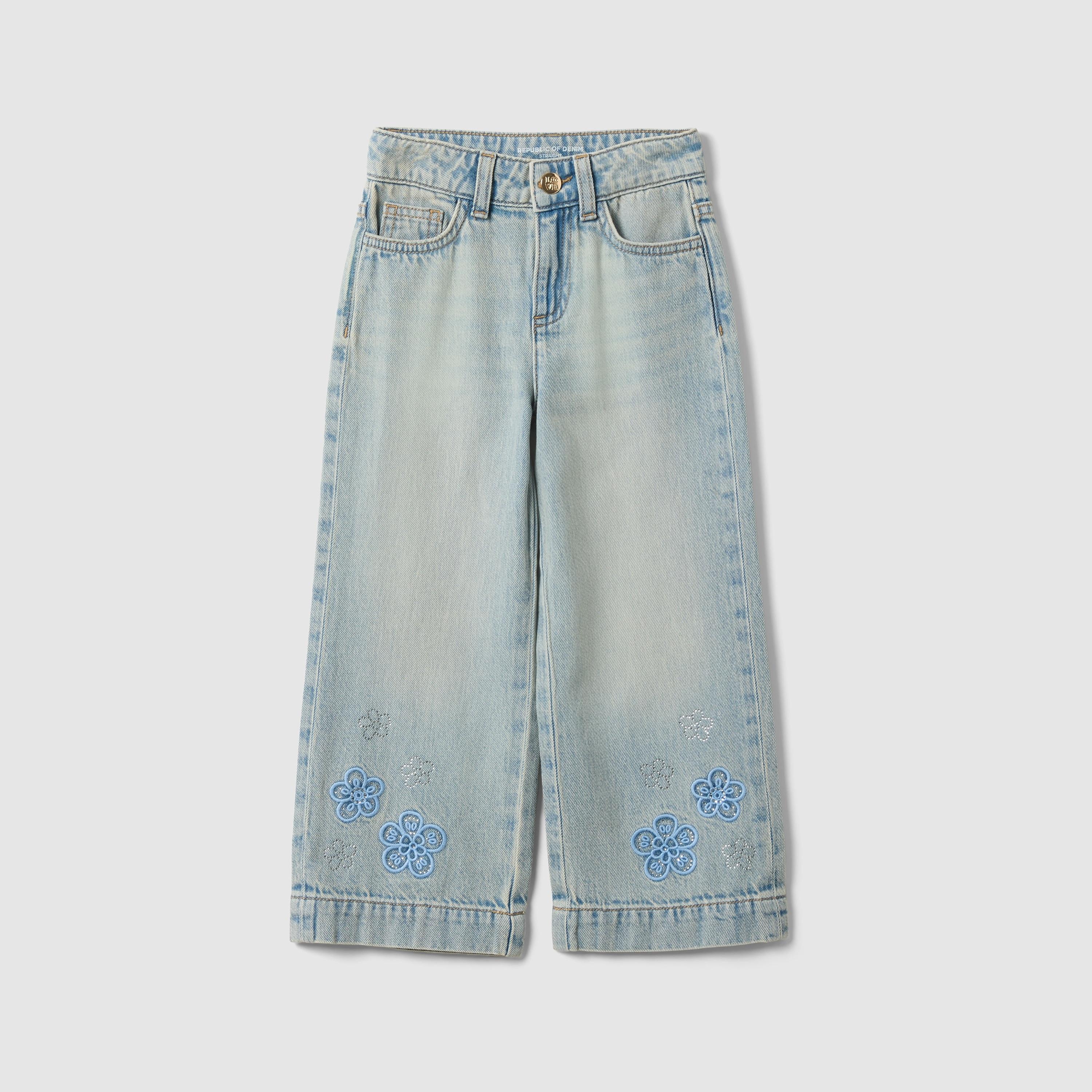 OVS Wide Leg Embroidered Regular Fit Jeans-girls-clothing-bottoms-jeansandjeggings-image-1