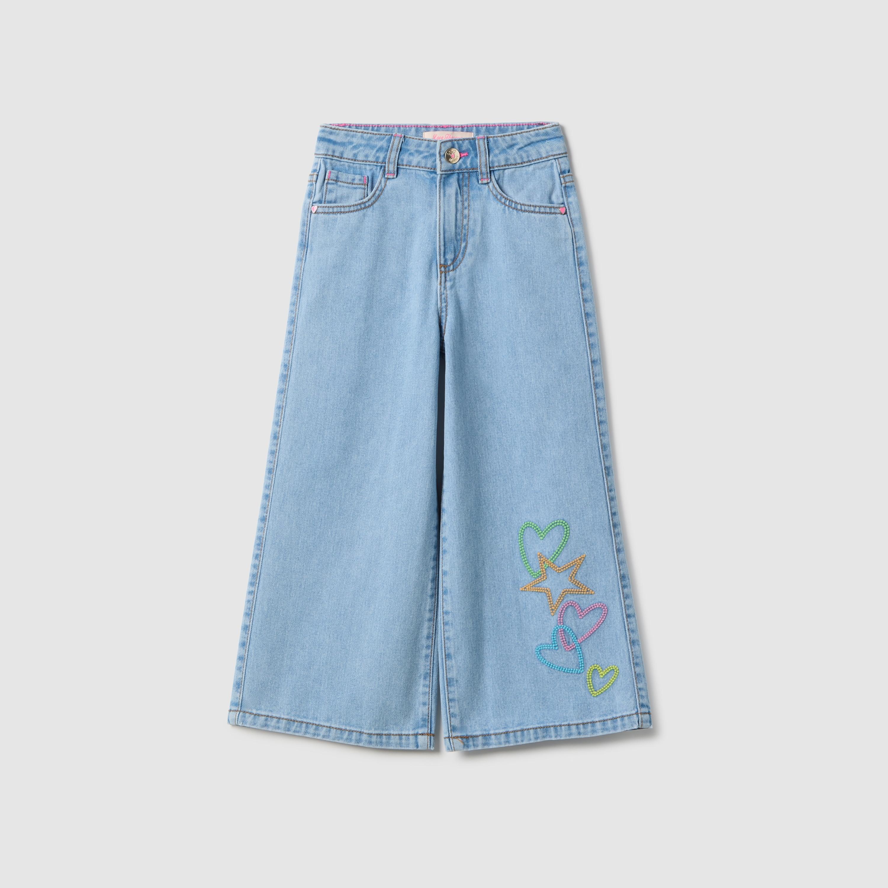 OVS Wide Leg Embroidered Regular Fit Jeans-girls-clothing-bottoms-jeansandjeggings-image-1
