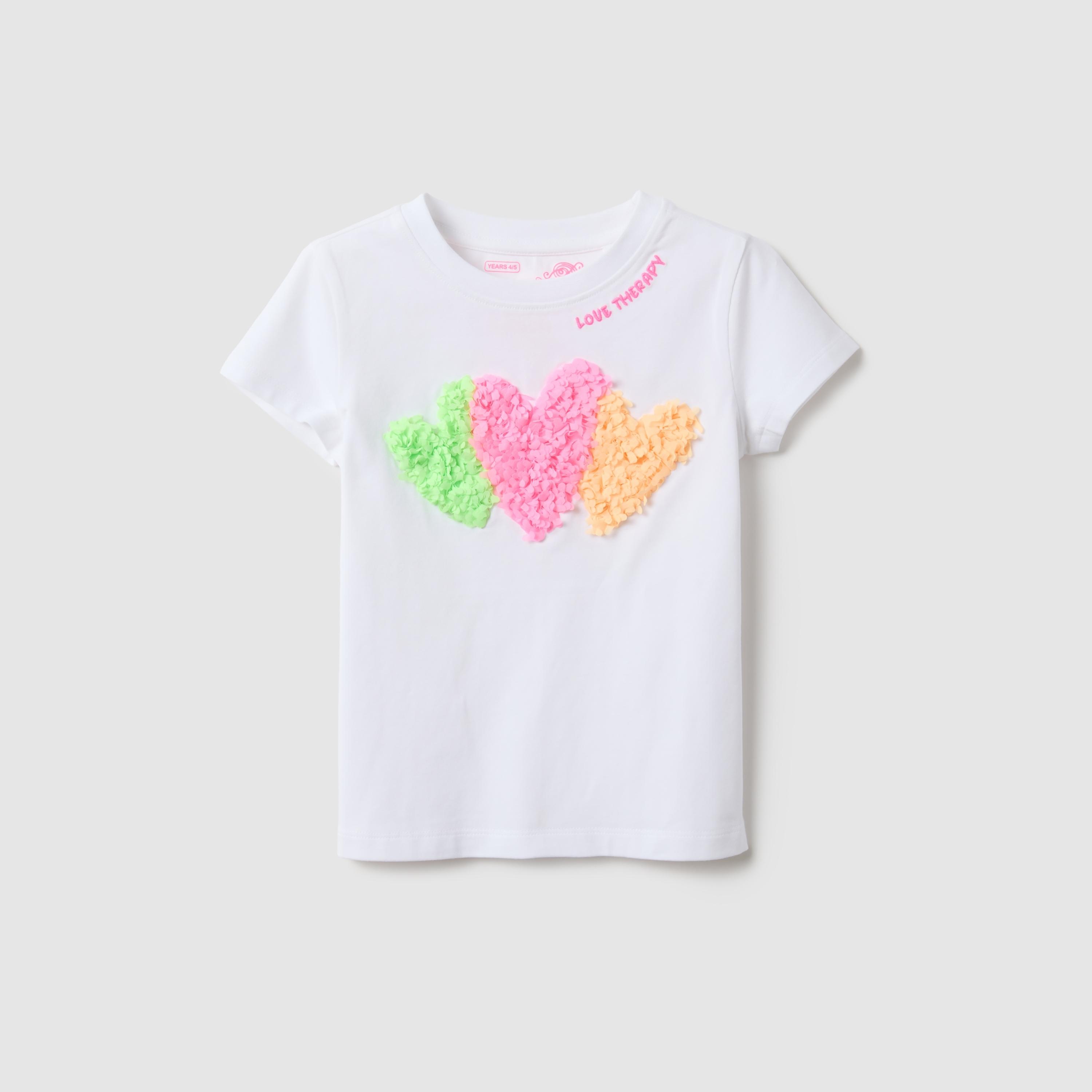 OVS Short Sleeves Hearts Embroidered T-Shirt-girls-clothing-tshirts-image-1