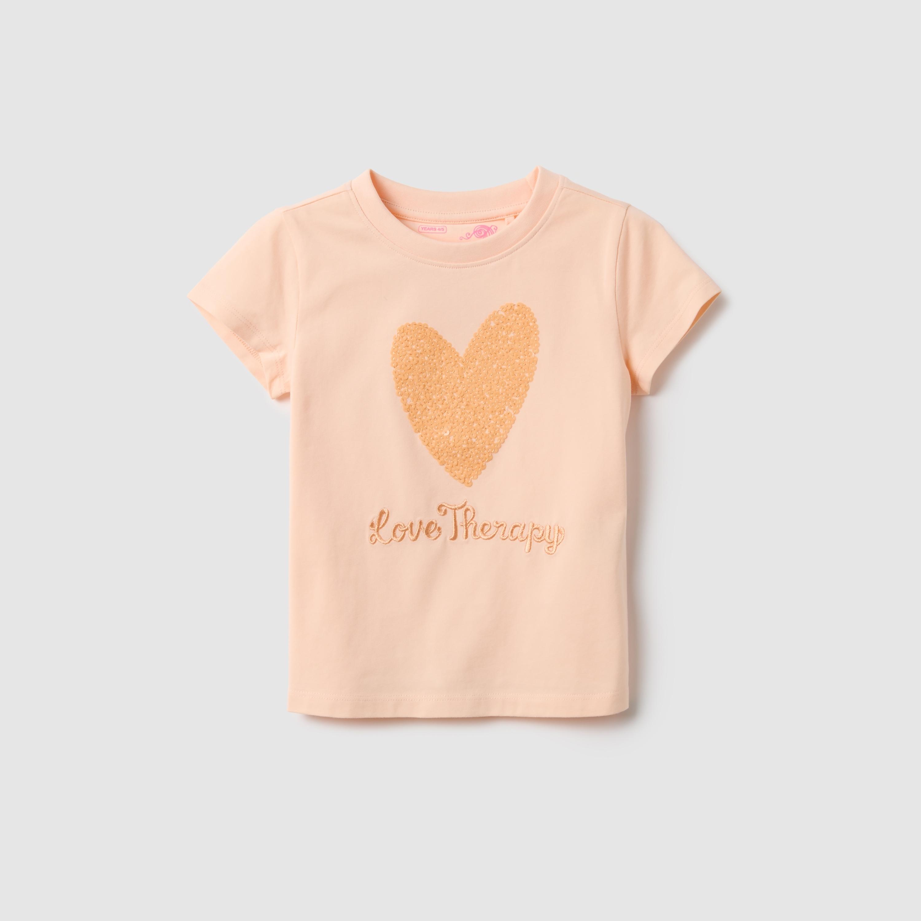 OVS Short Sleeves Love Therapy Embroidered T-Shirt-girls-clothing-tshirts-image-1