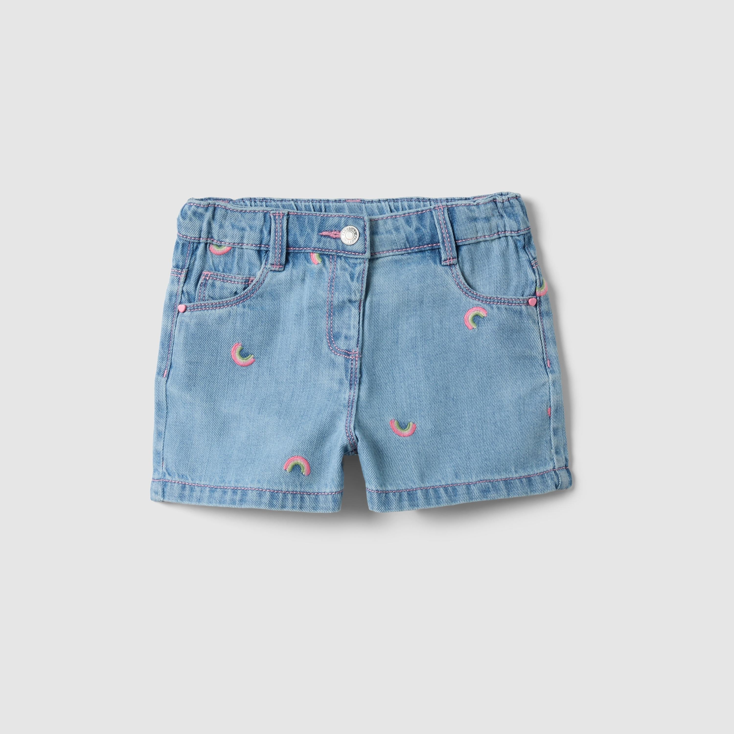 OVS Embroidered Denim Shorts-baby-girls-clothing-bottoms-shorts-image-1