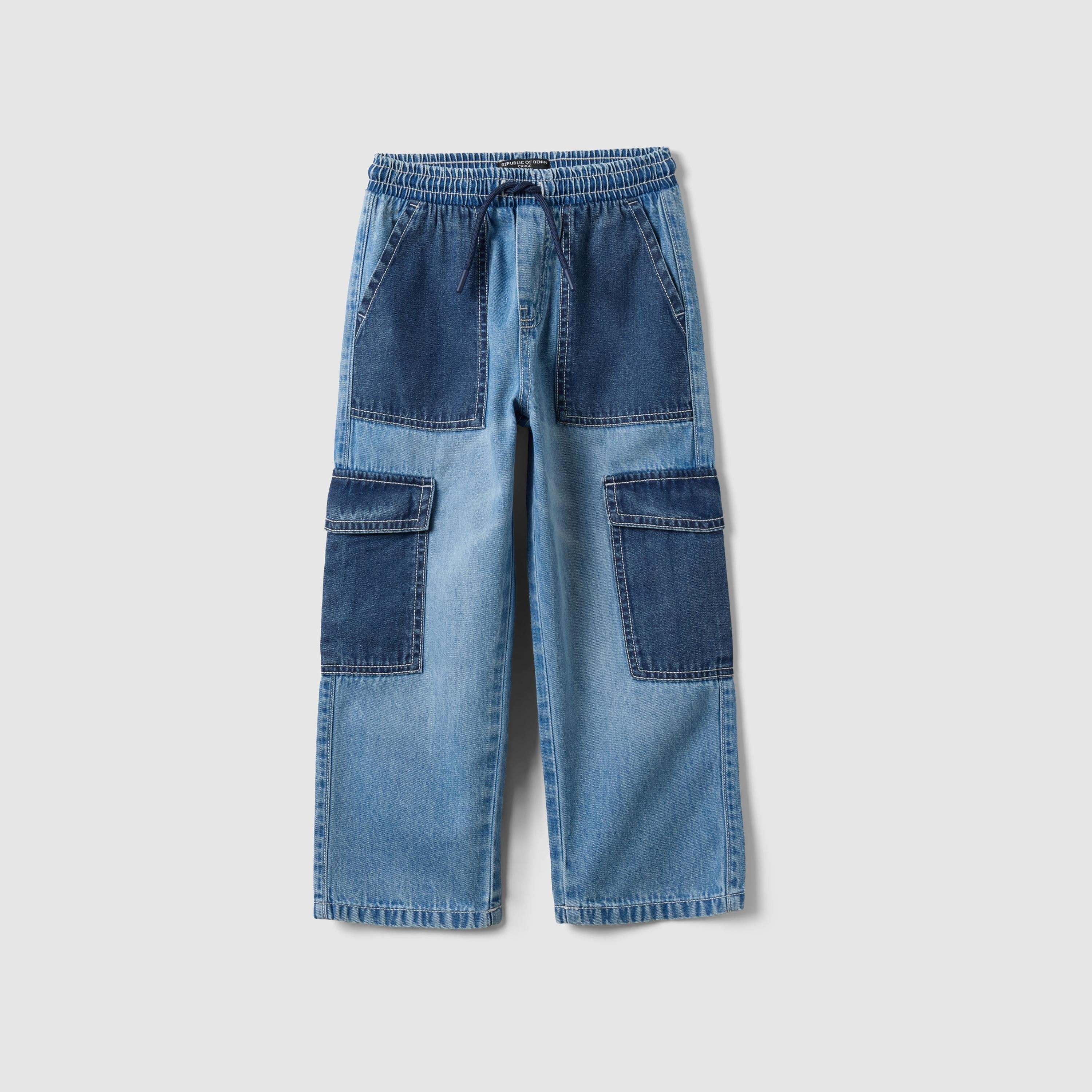 OVS Elasticated Drawstring Denim Cargo Pants-boys-clothing-bottoms-joggersandtrackpants-image-1