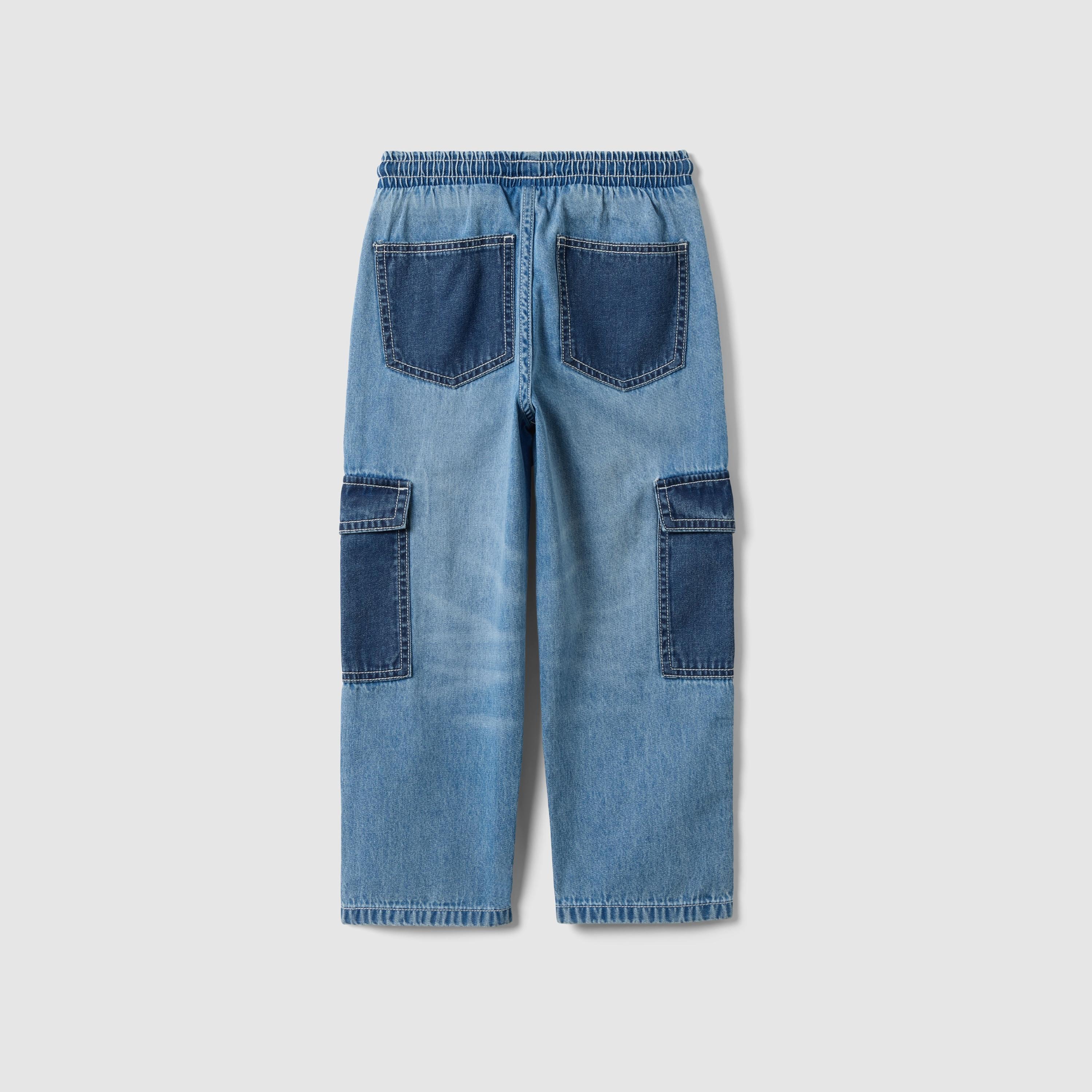 OVS Elasticated Drawstring Denim Cargo Pants-boys-clothing-bottoms-joggersandtrackpants-image-2
