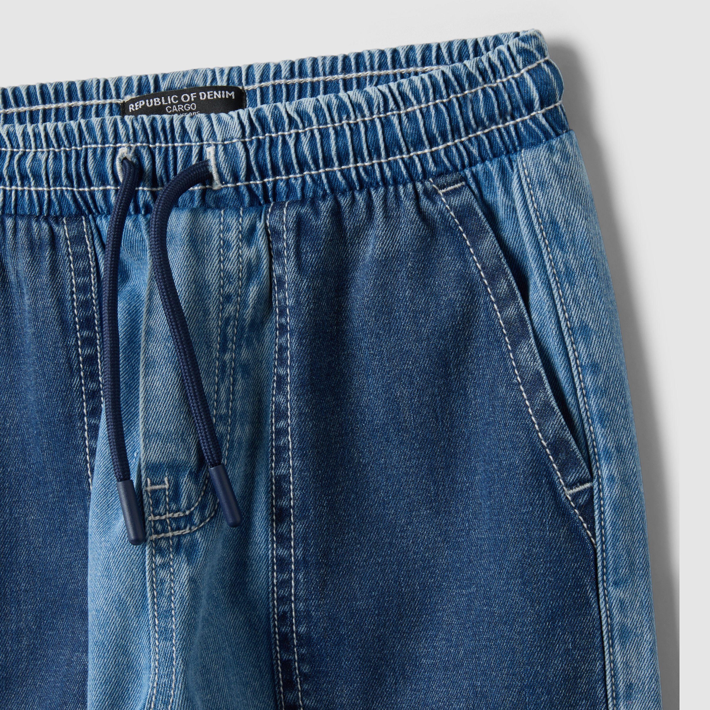 OVS Elasticated Drawstring Denim Cargo Pants-boys-clothing-bottoms-joggersandtrackpants-image-3