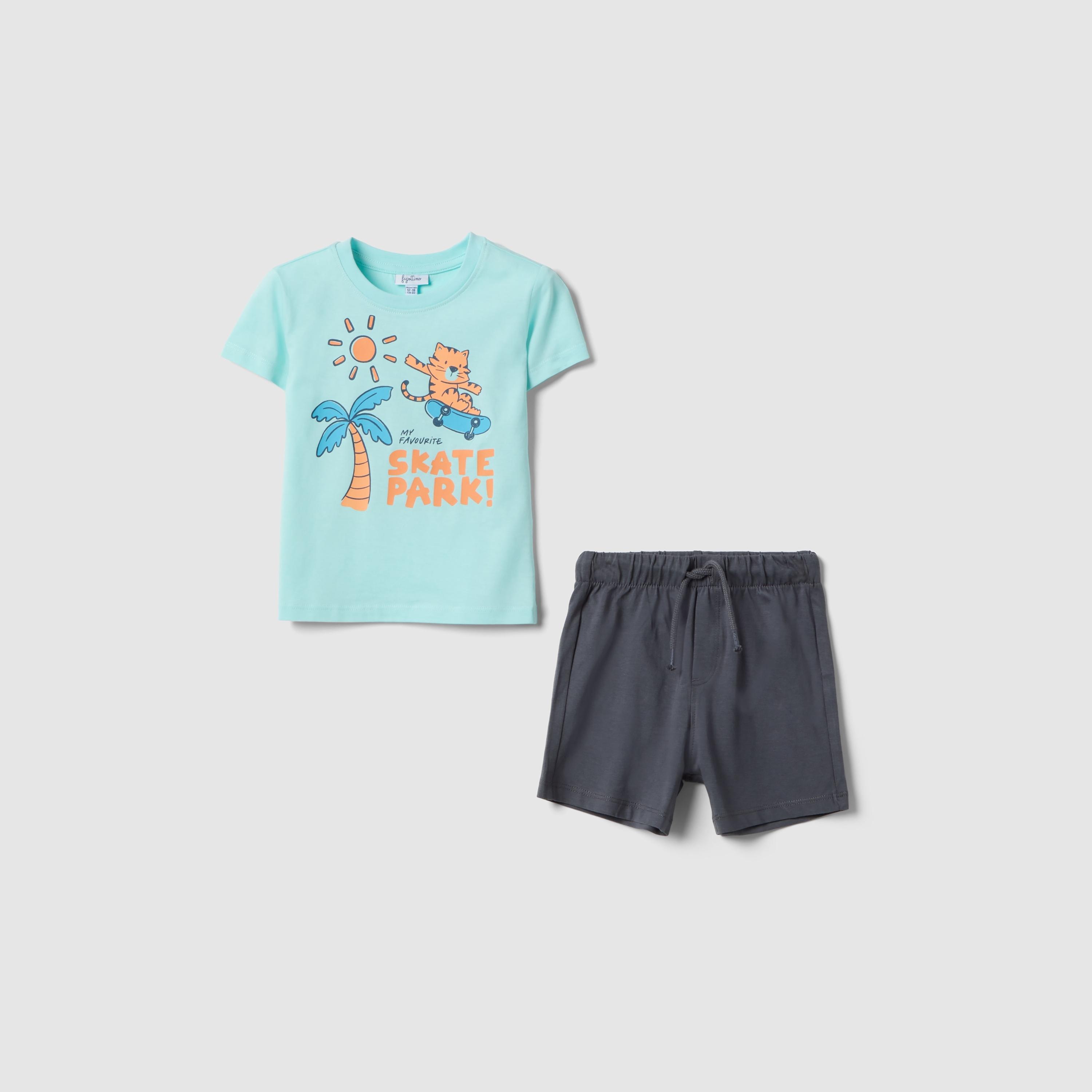 OVS Short Sleeves Graphic T-Shirt & Shorts Set-baby-boys-clothing-setsandcoords-image-1