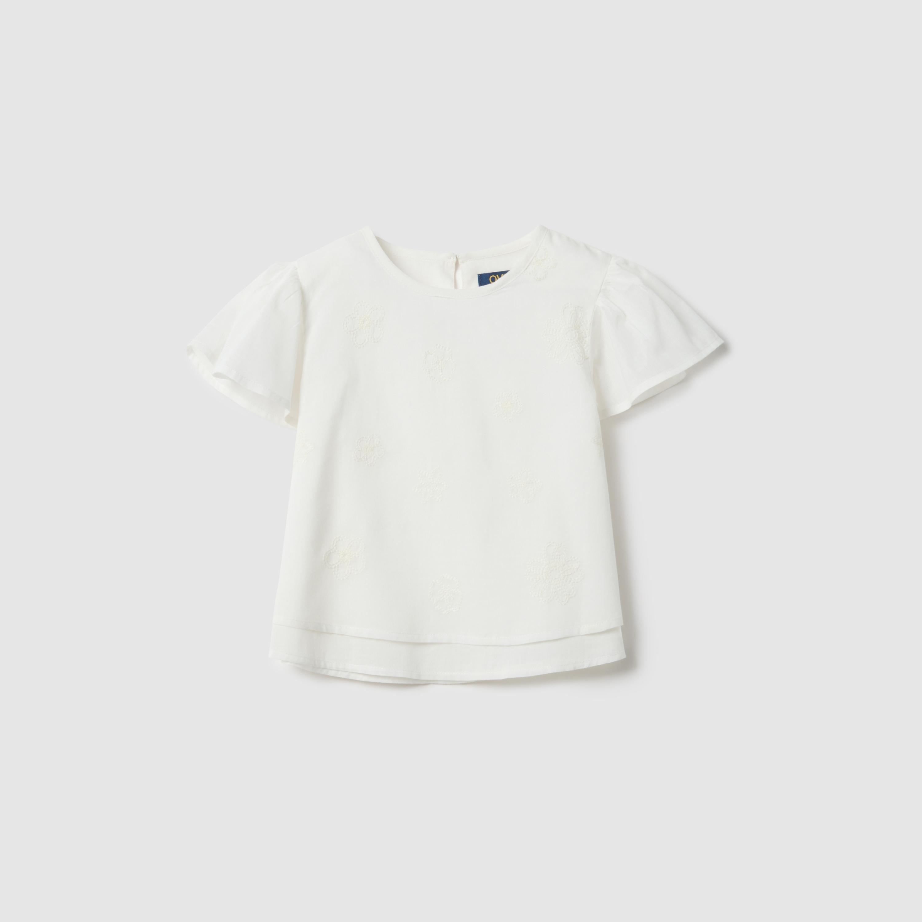 OVS Solid Short Sleeves Embroidered Top-girls-clothing-blousesandshirts-image-1