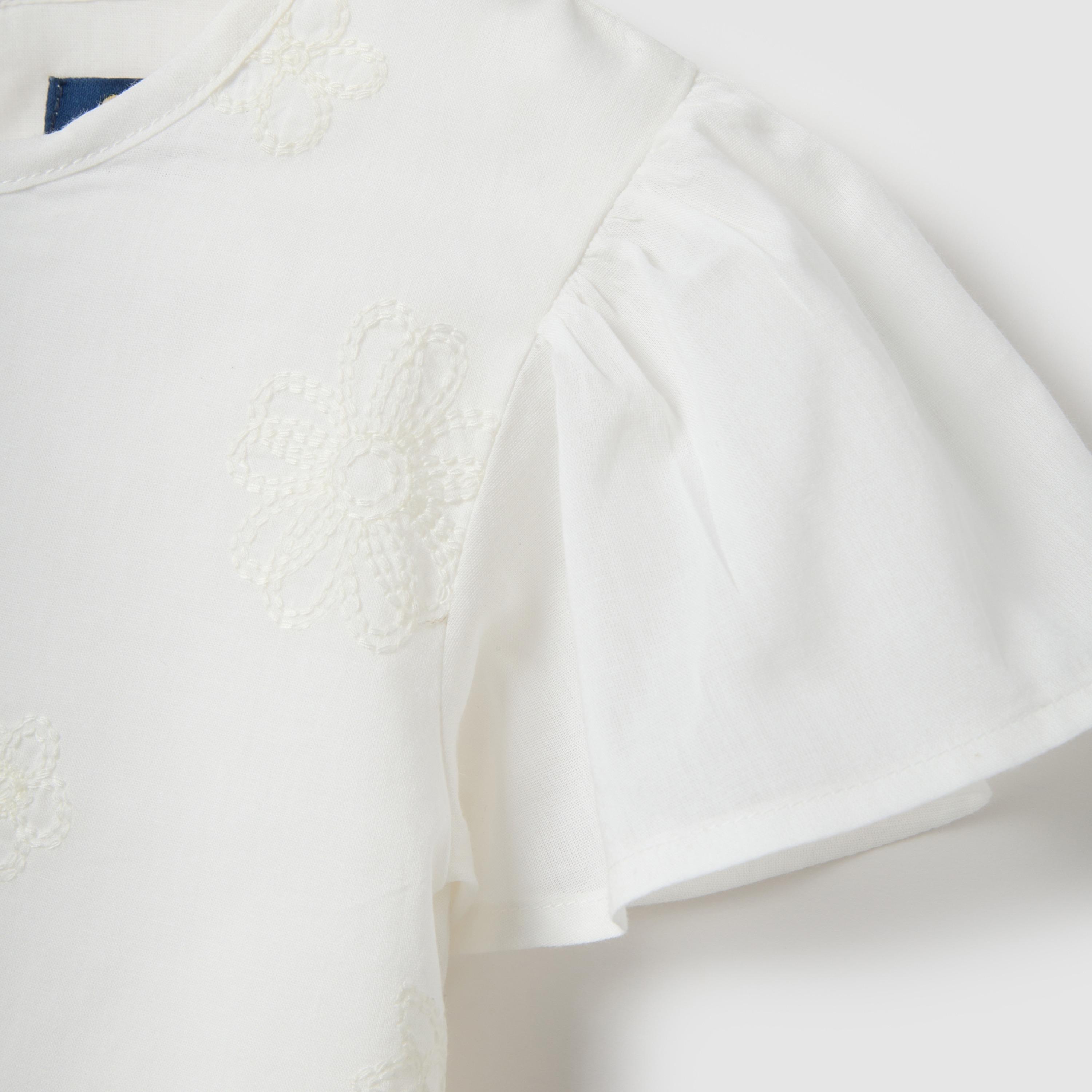 OVS Solid Short Sleeves Embroidered Top-girls-clothing-blousesandshirts-image-3