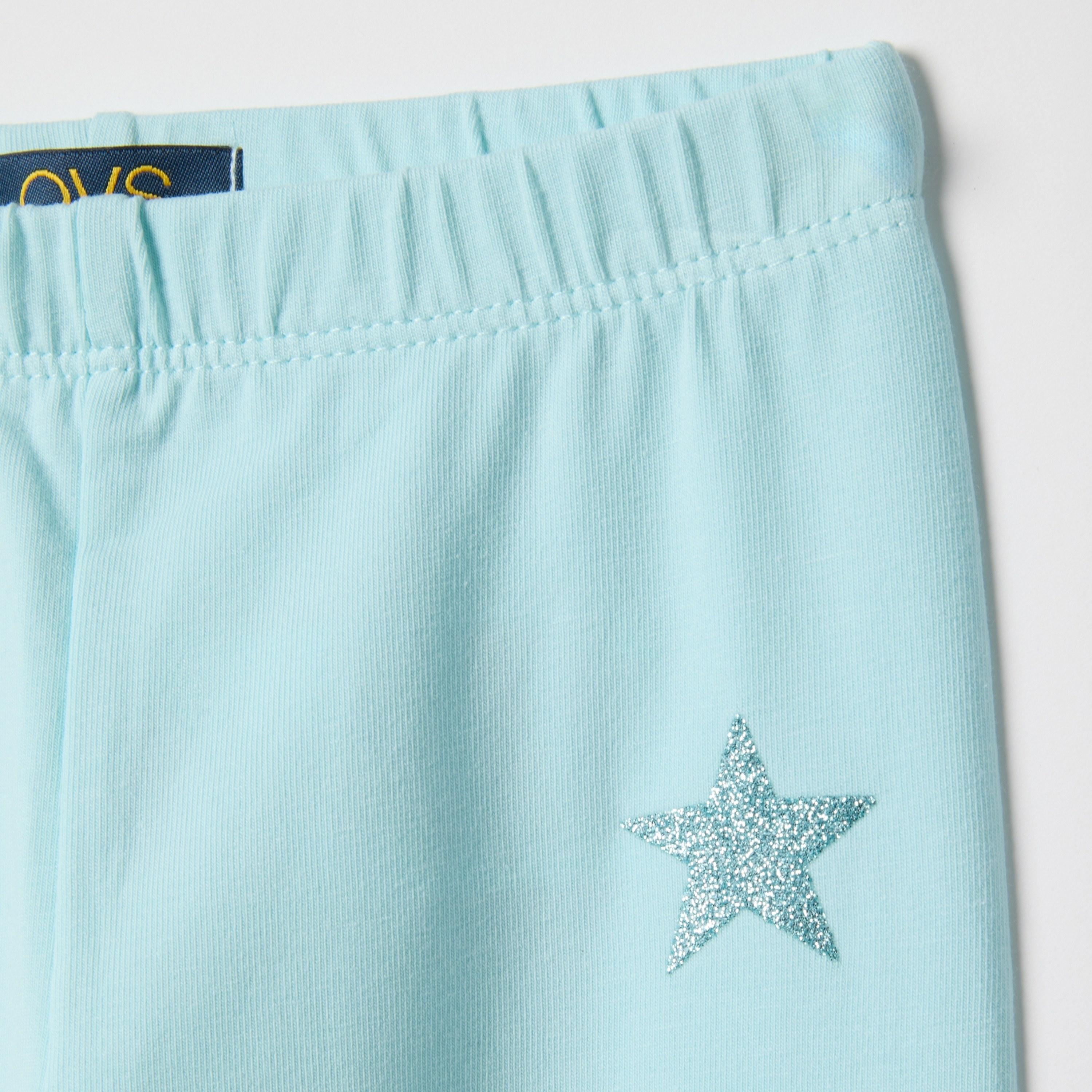 OVS Solid Elasticated Leggings with Star-girls-clothing-bottoms-leggings-image-3