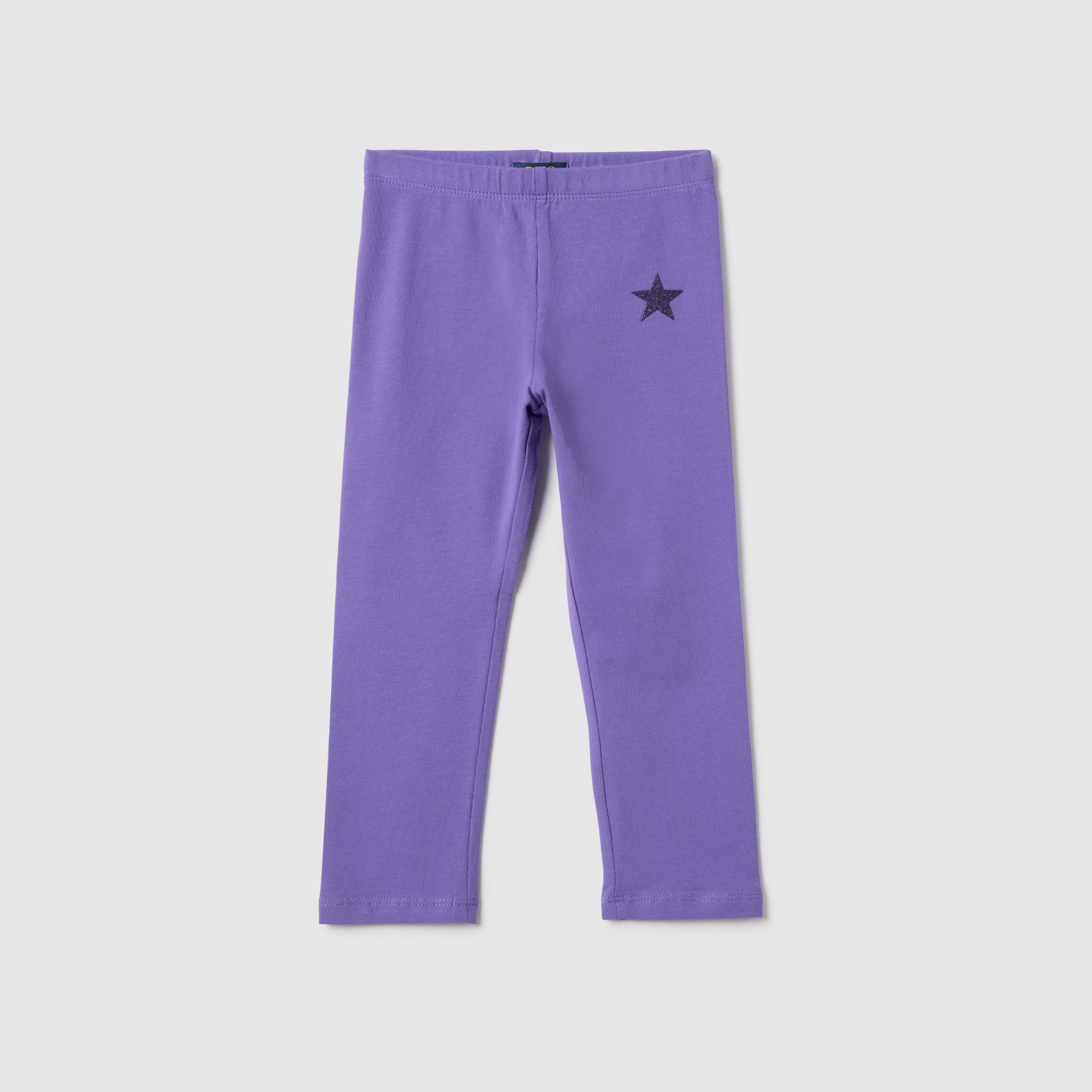 OVS Solid Elasticated Leggings with Star-girls-clothing-bottoms-leggings-image-1