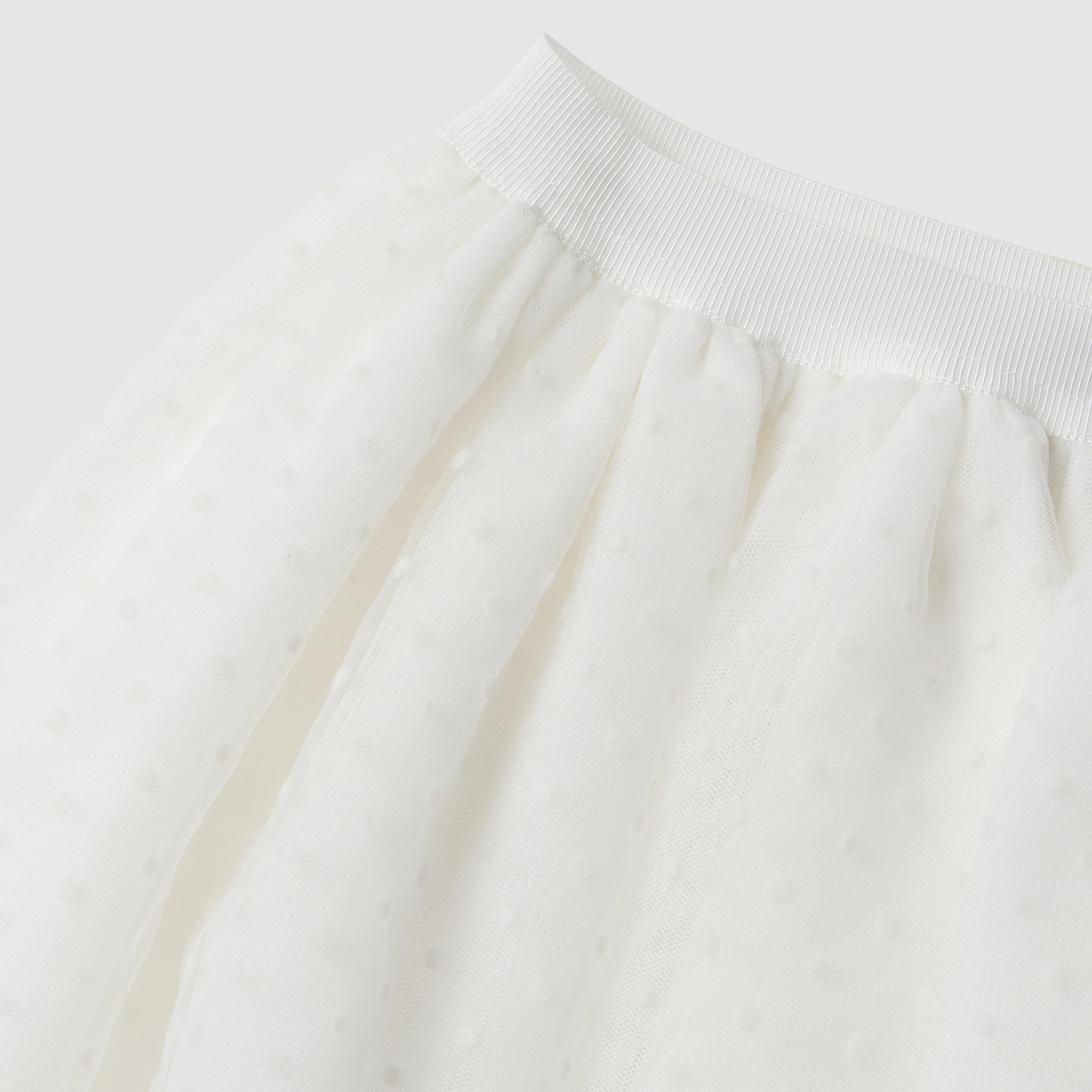 تنورة شيفون "ميش" بخصر مطاطي وطبعة منقطة "بولكا دوت" من أو في إس-girls-clothing-bottoms-skirts-image-4