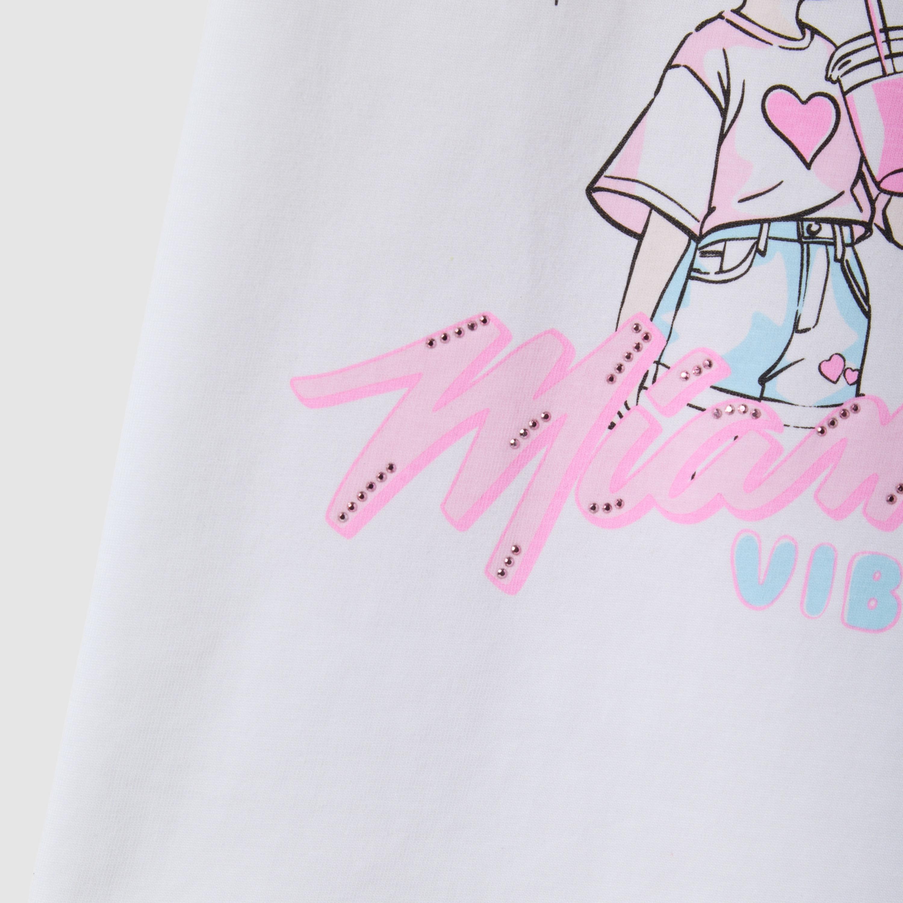 تيشيرت غرافيك أكمام قصيرة بتصميم ميامي فايبز من أو في إس-girls-clothing-tshirts-image-4