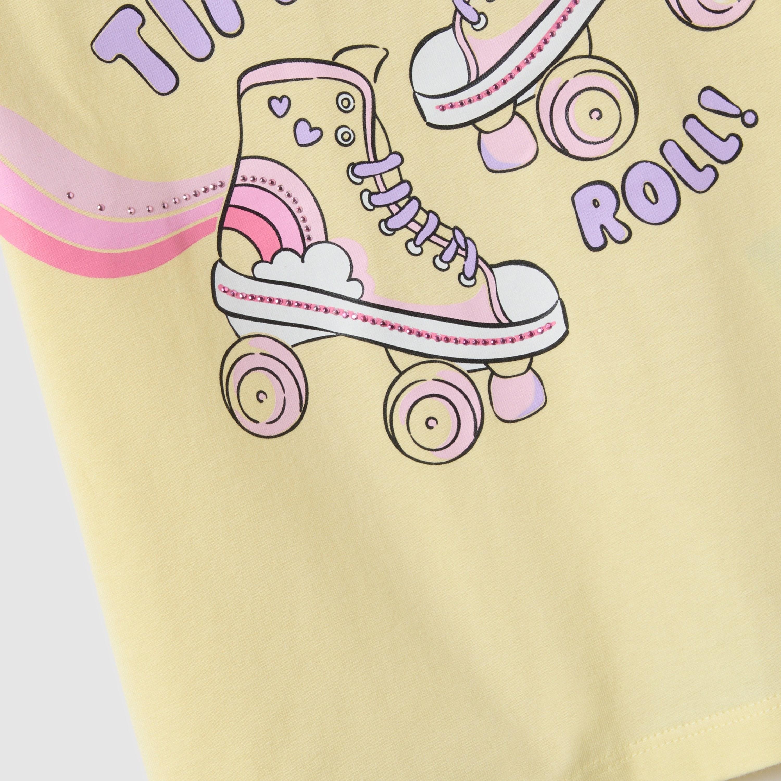 تيشيرت غرافيك أكمام قصيرة بتصميم غود تايمز من أو في إس-girls-clothing-tshirts-image-4
