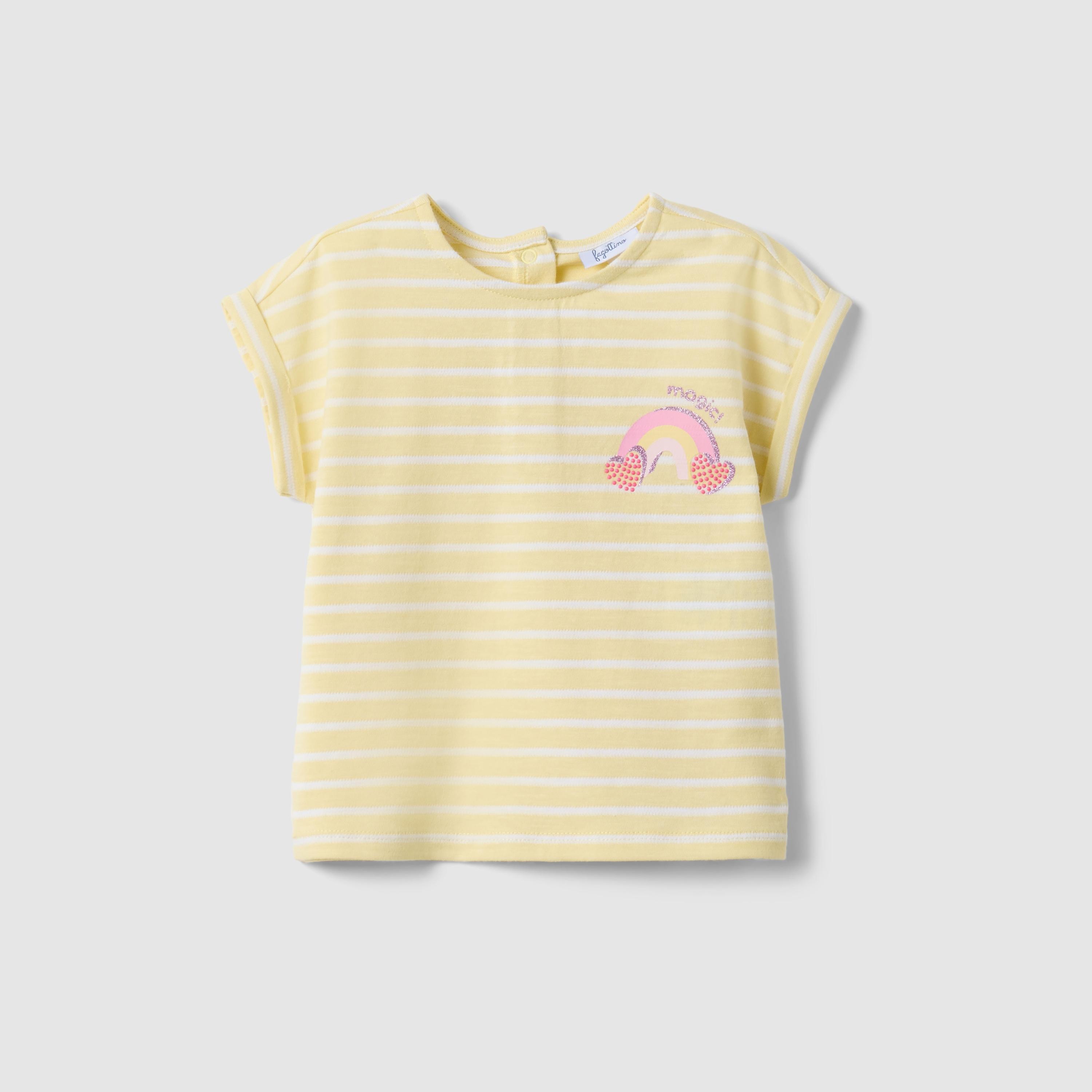 تيشيرت مخطط أكمام قصيرة بياقة مستديرة من أو في إس-girls-clothing-tshirts-image-1