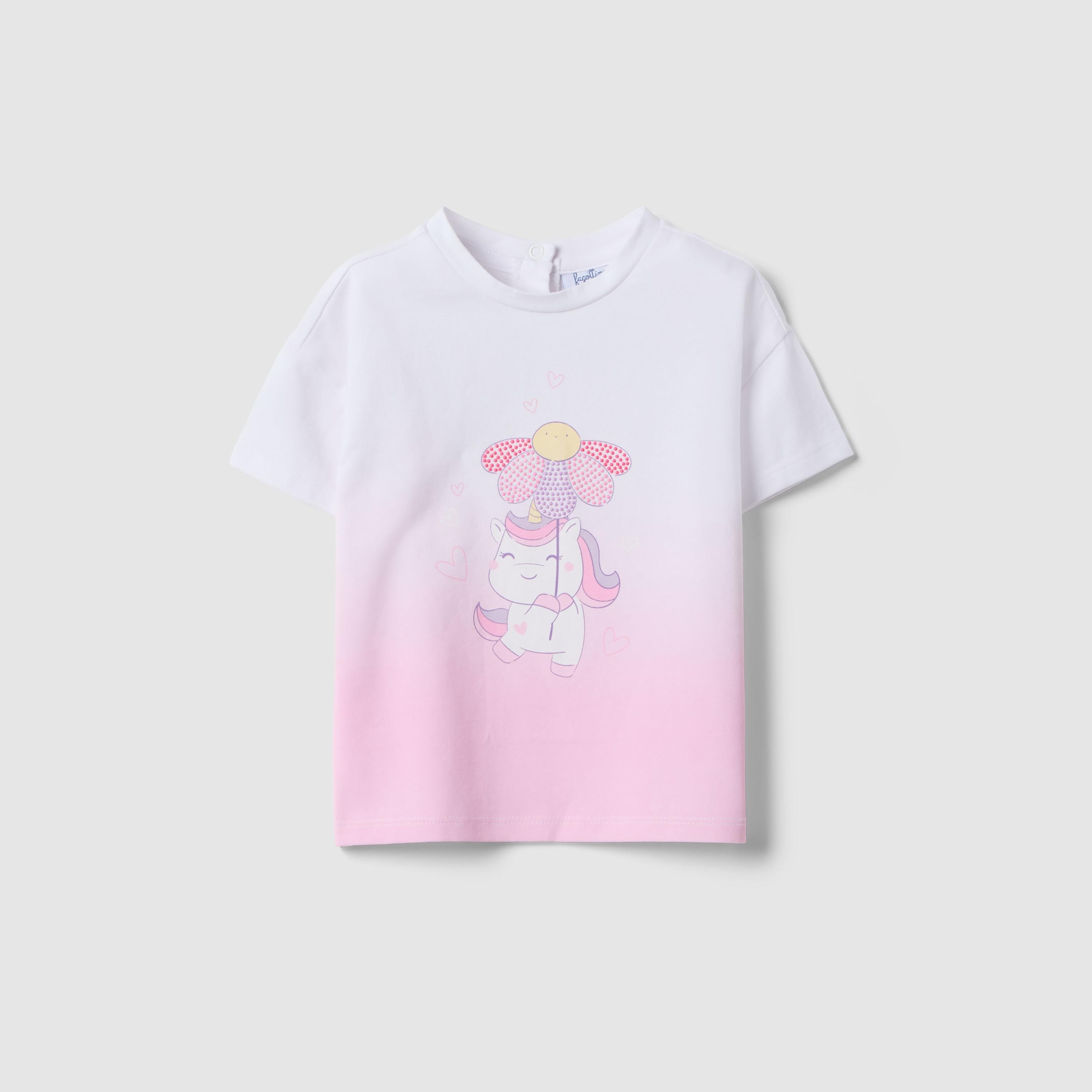 تيشيرت مطبوع أكمام قصيرة بتصميم يونيكورن من أو في إس-girls-clothing-tshirts-image-1