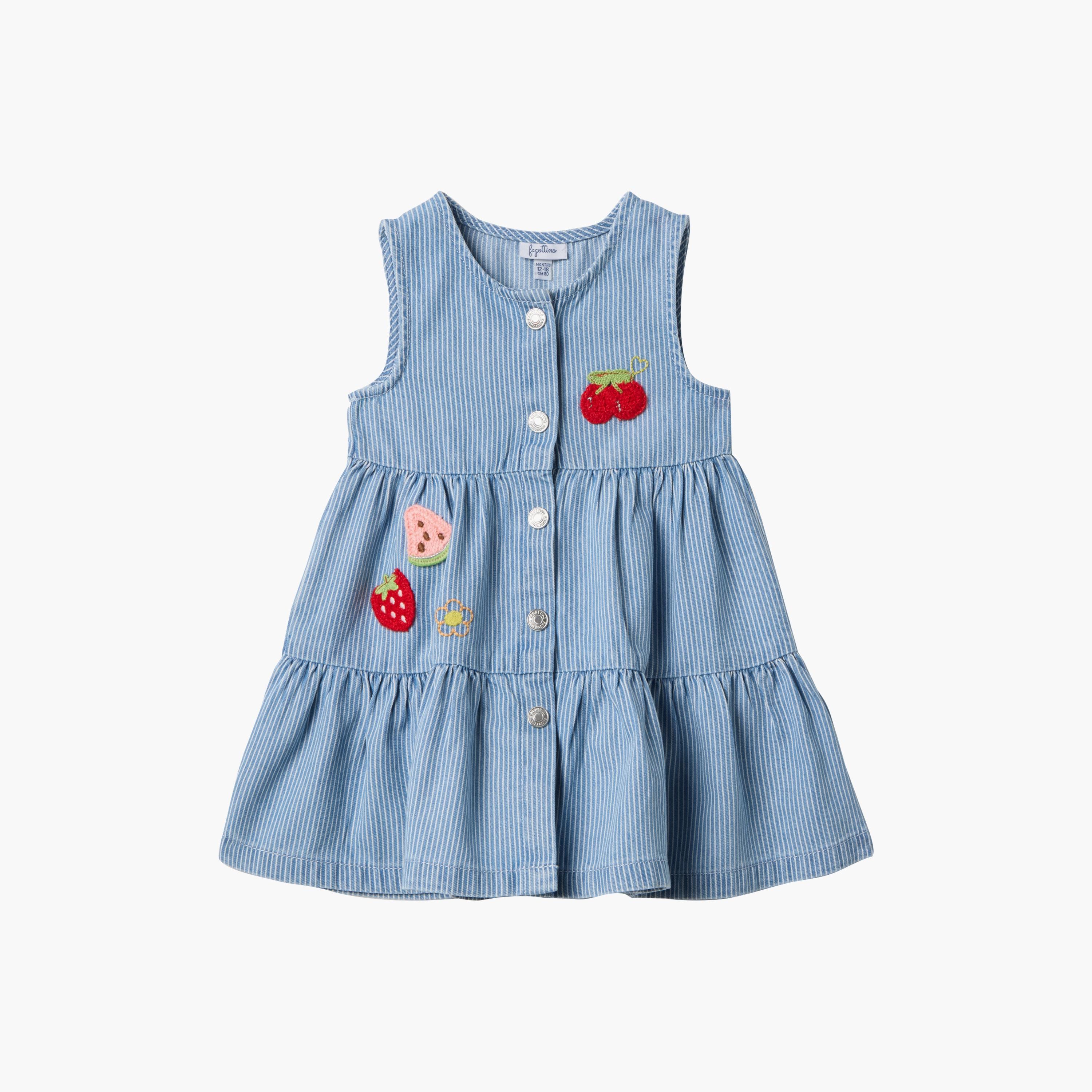 OVS Short Sleeves Embroidered Denim Dress-baby-girls-clothing-dressesandjumpsuits-image-1