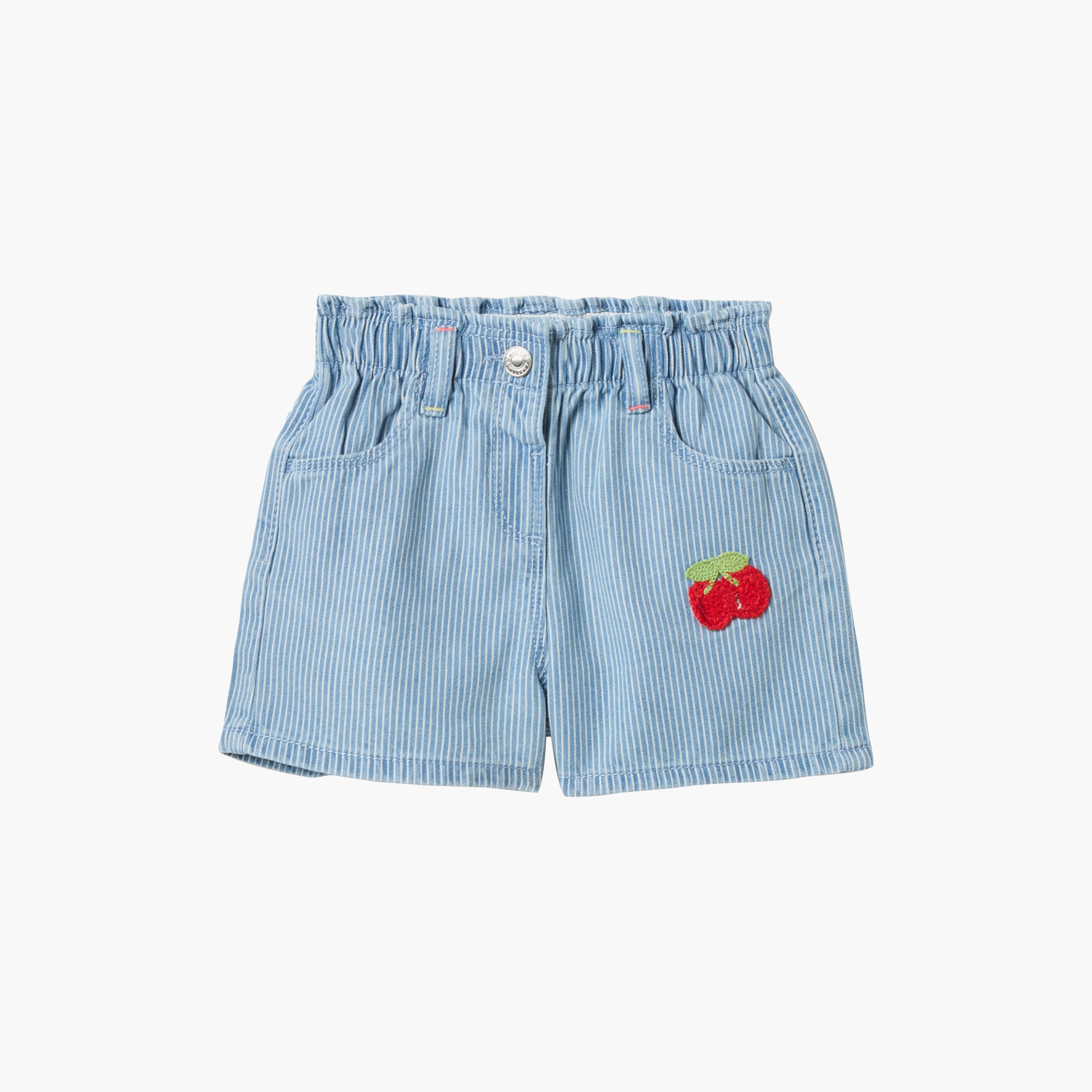 OVS Cotton Blend Striped Buttoned Shorts-baby-girls-clothing-bottoms-shorts-image-1